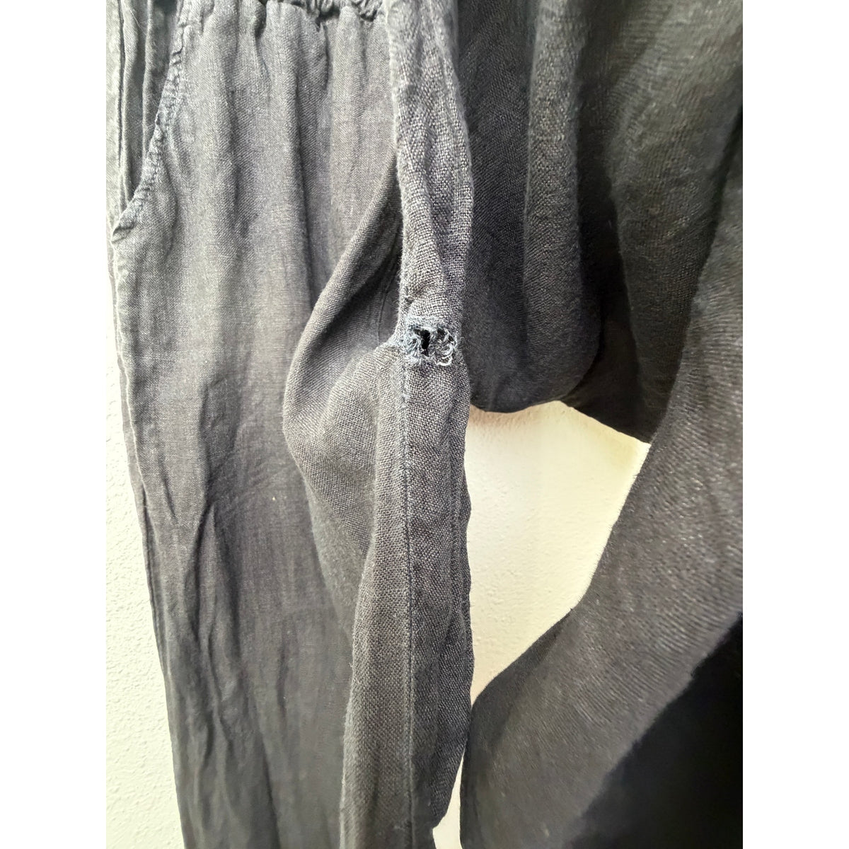 Milio Milano Black Frayed Wide Leg Pants Women M