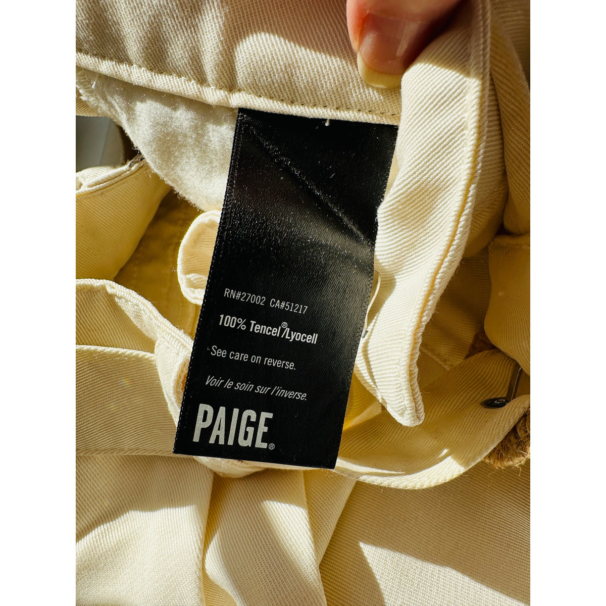 PAIGE Birch Cream Wide Leg Pleated Pants w/ Belt Women US 0