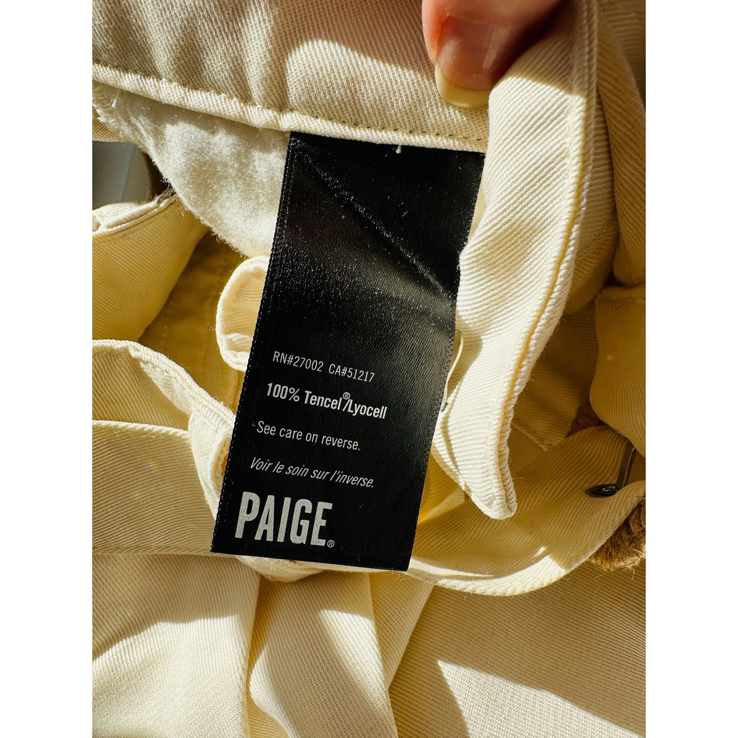 PAIGE Birch Cream Wide Leg Pleated Pants w/ Belt Women US 0