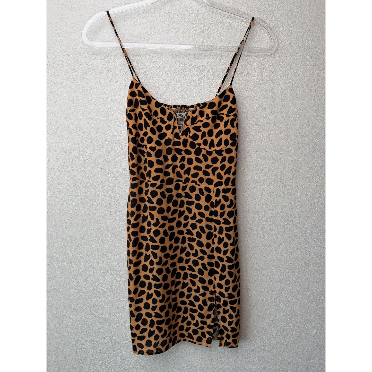 Blue Life Cheetah Print Mini Dress XS Tan Black Front Slit Revolve