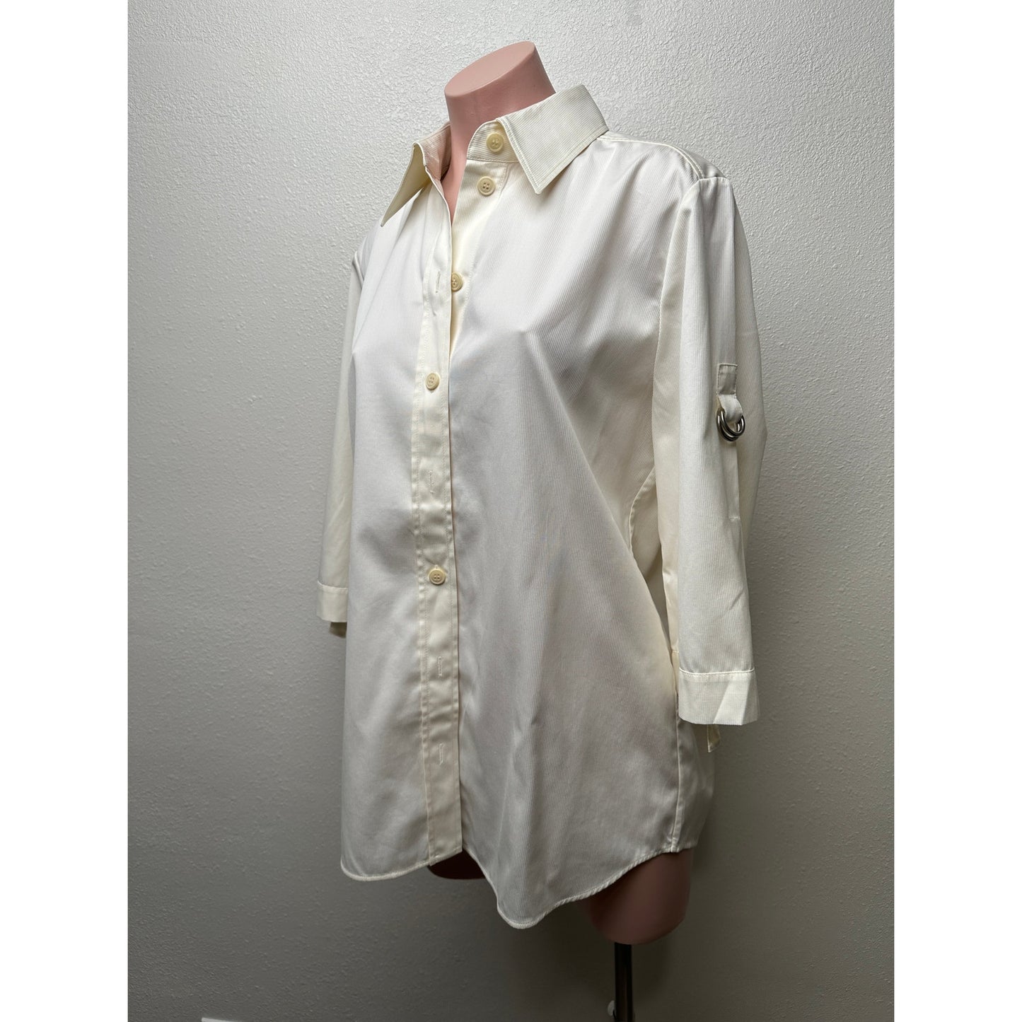 NWT Givenchy Shirt Cream Mens US L Roll Tab Sleeves