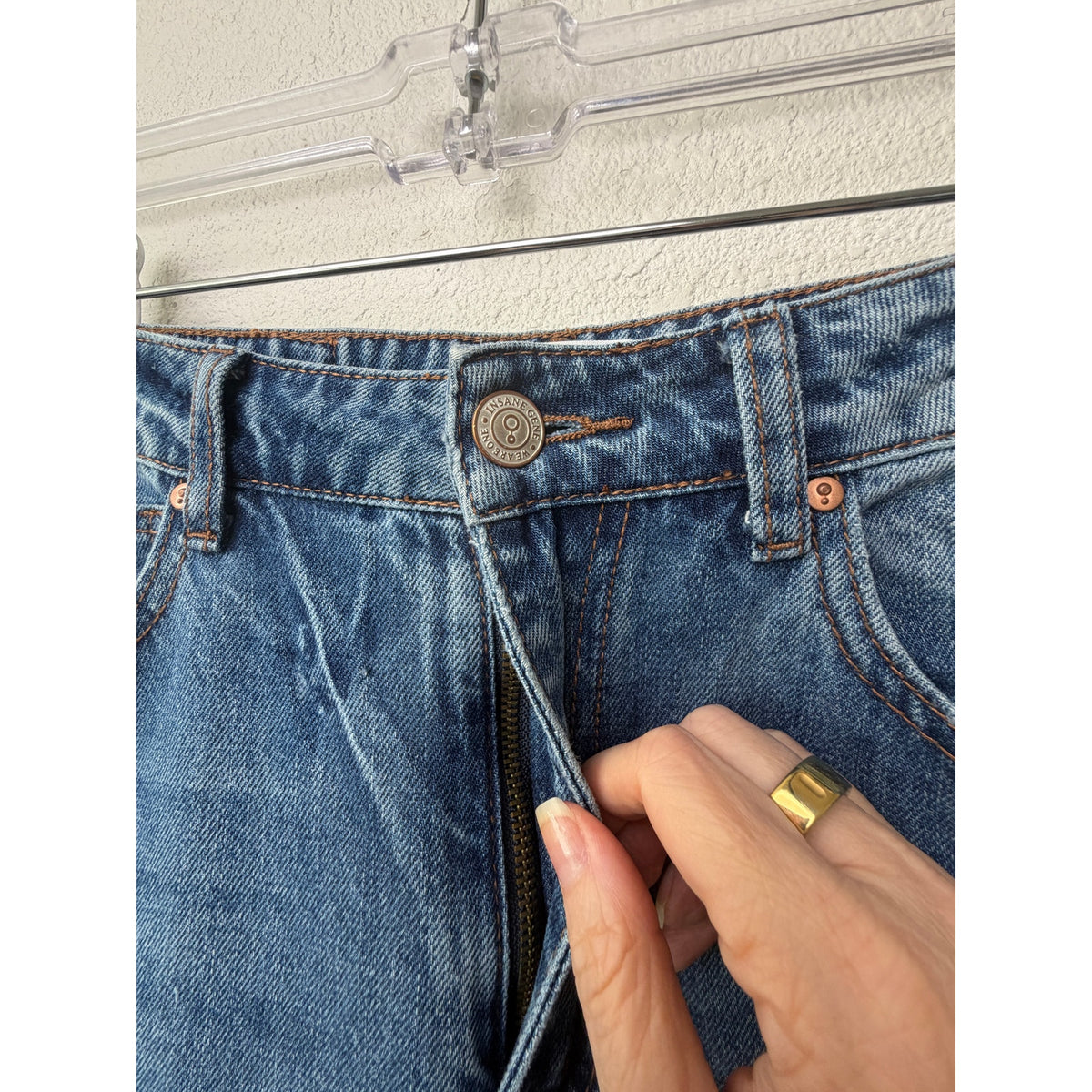 Insane Gene Blue Patchwork Wide Leg Jeans Women's 7