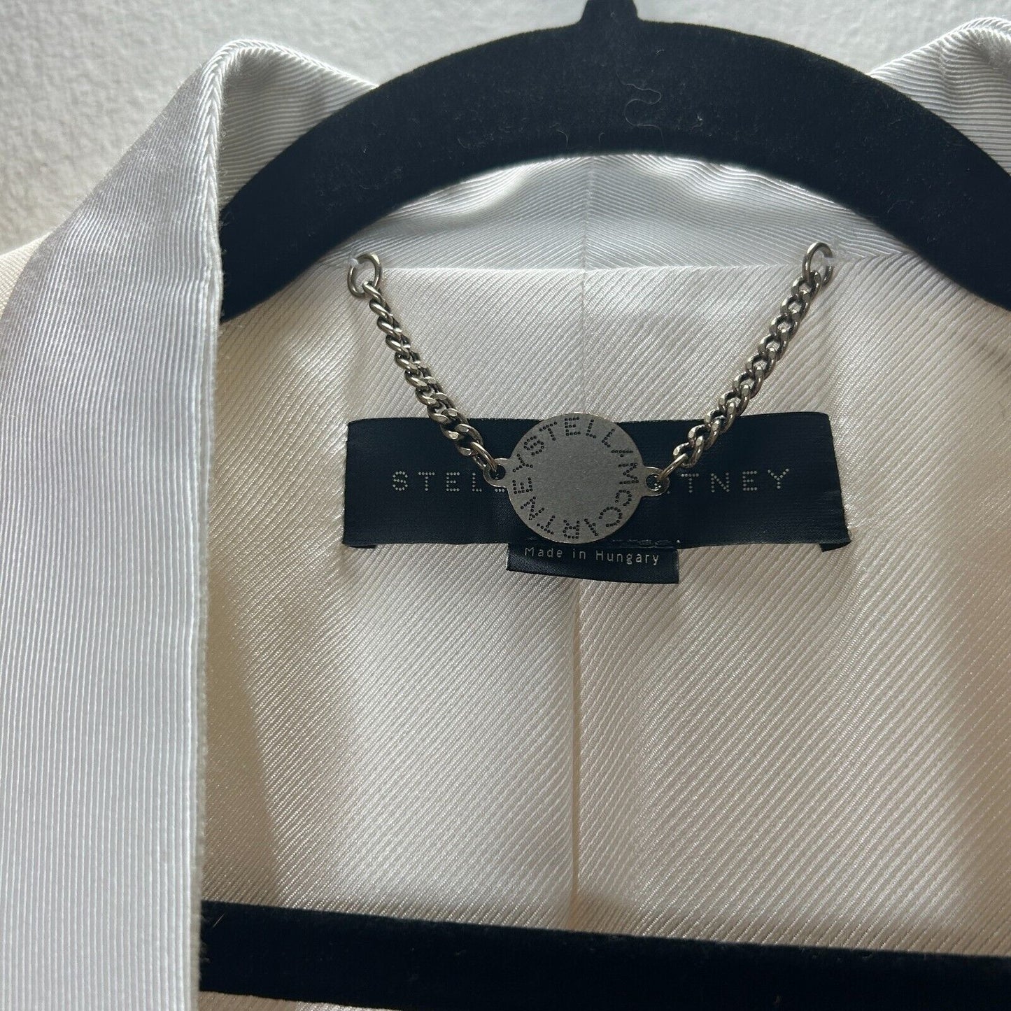 Stella McCartney Cream with White Lapel 1-Button Breast Pocket Blazer 42 / 12