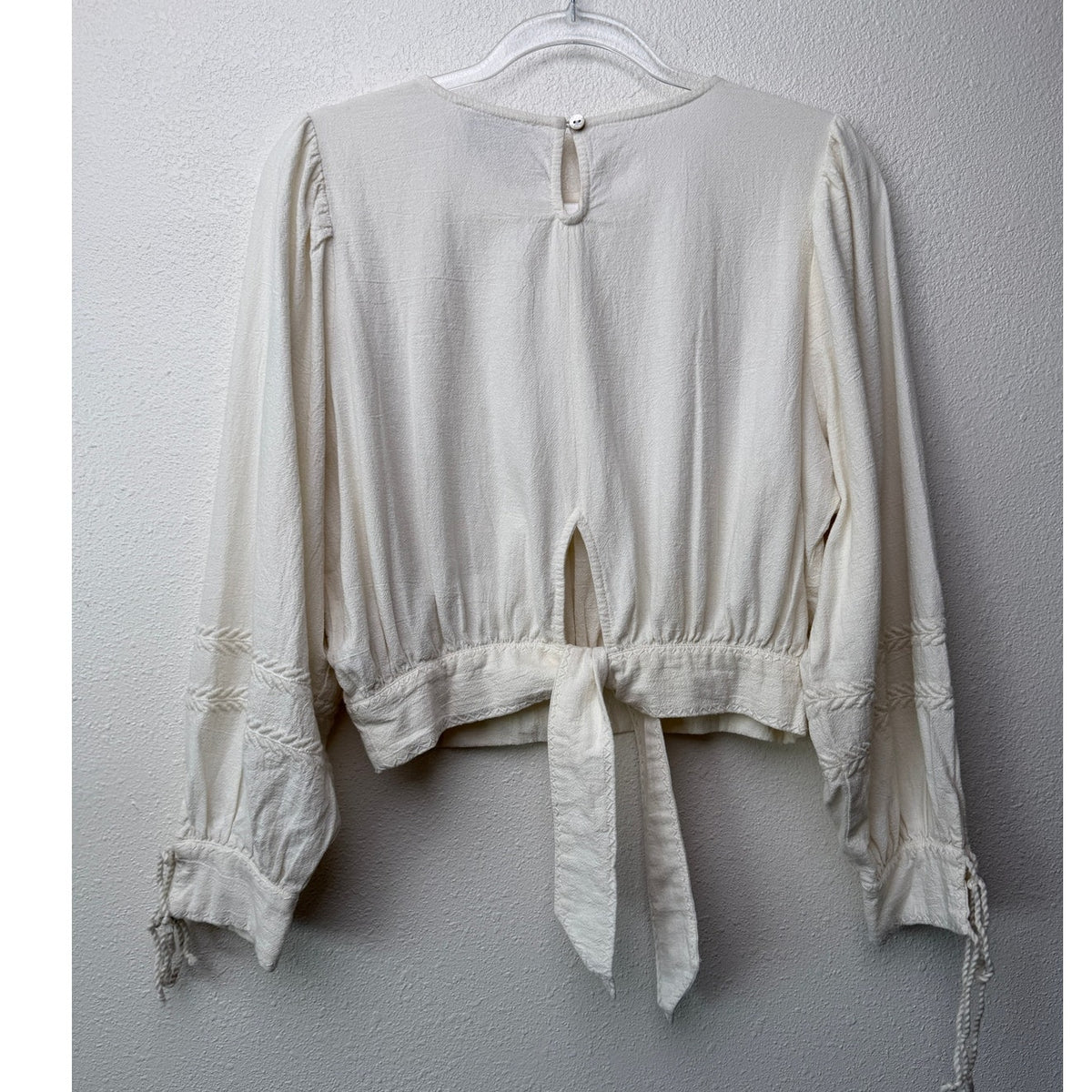 Cleobella Ivory Embroidered Cropped Blouse Women M