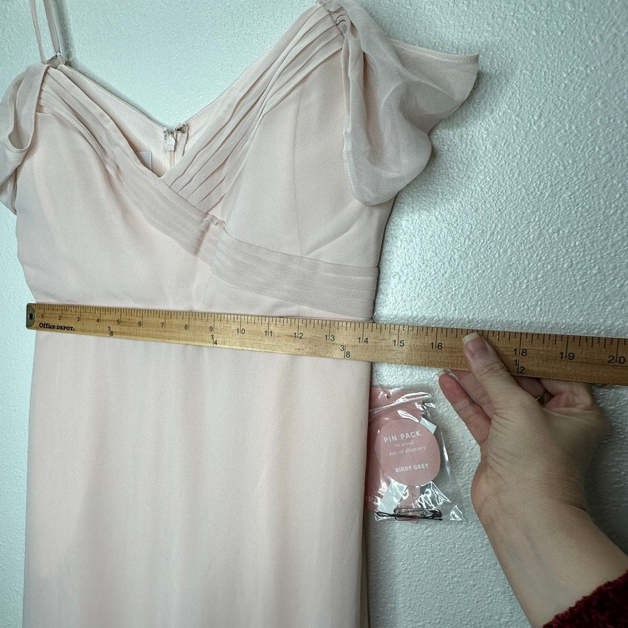 NWT Birdy Grey Pale Blush Spence Chiffon Convertible Maxi Dress M