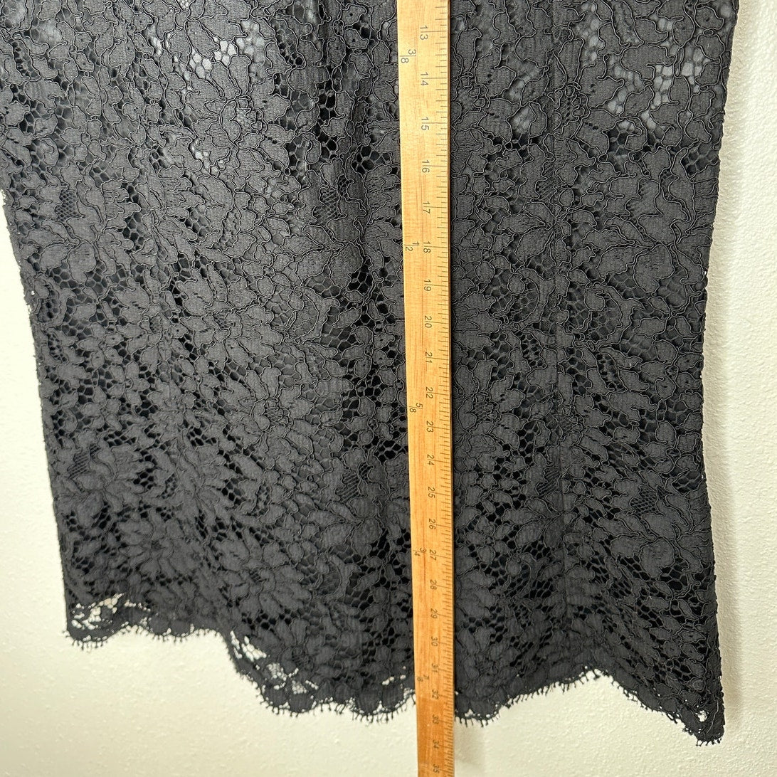 NWT Dolce & Gabbana Black Lace Pencil Skirt Back Zip Underskirt 46 / XL