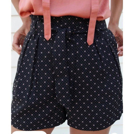 Bishop + Young Serafina Shorts Black Red White Positano Print M