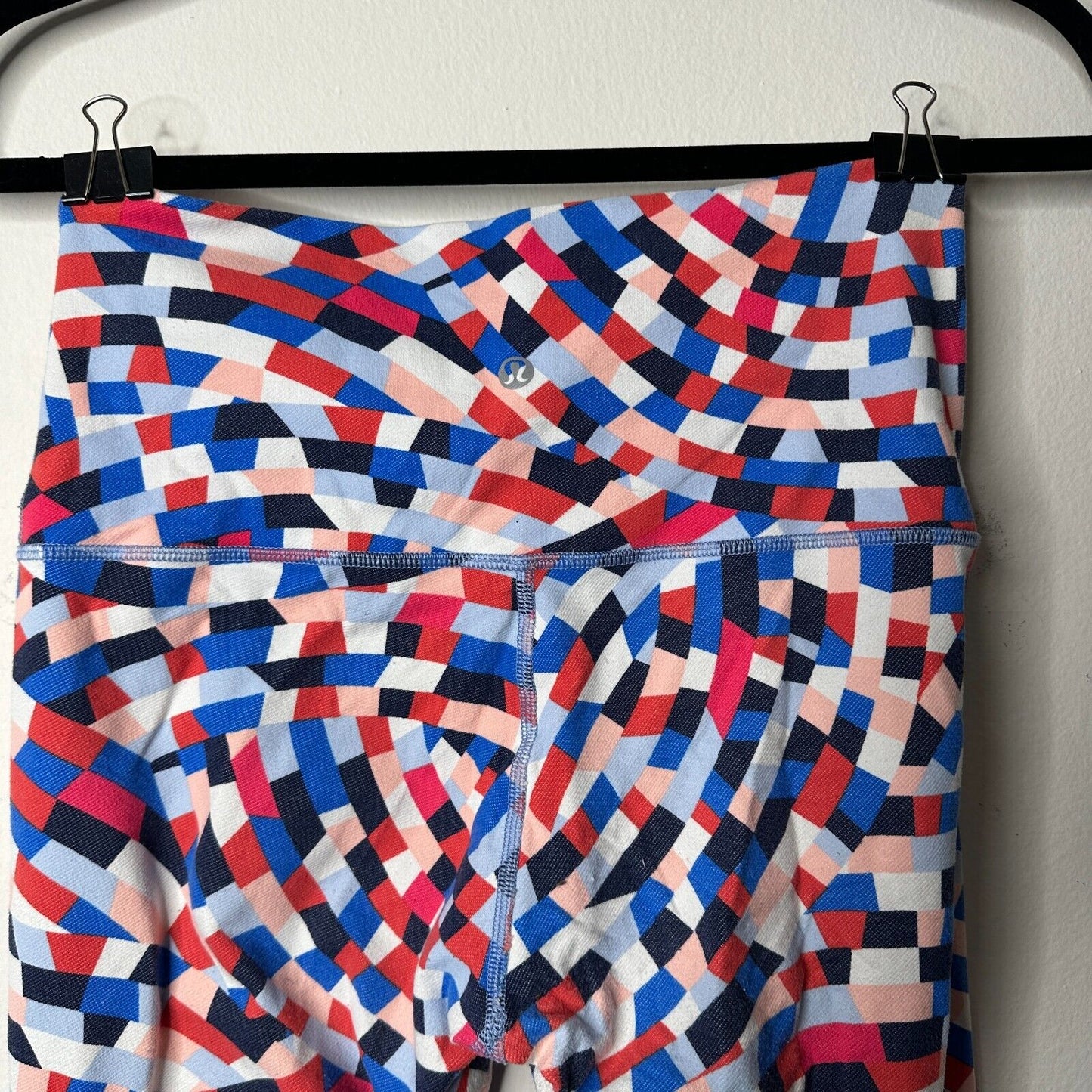 Lululemon Wunder Under Multi Blue Red White Geometric Capoeira Leggings 8