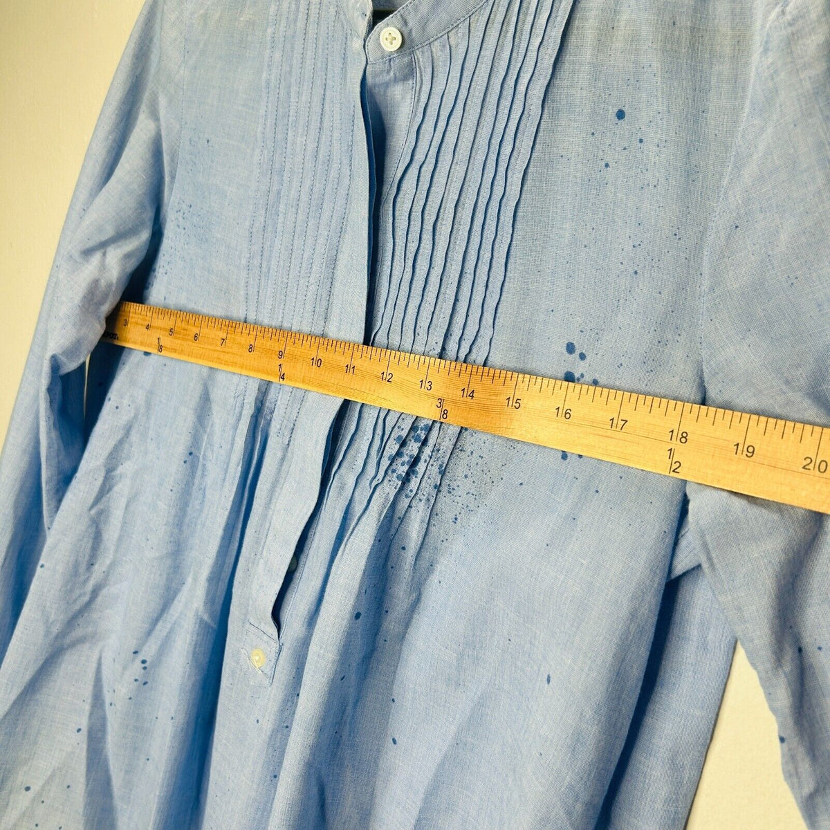 Unique Gap Blue Pintuck Popover Banded Neck I Love You Spray Paint Design Top M