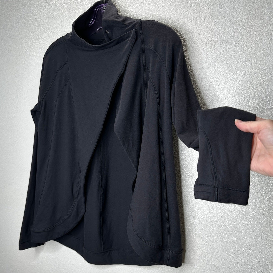 Lululemon Black Long Sleeve Cardigan Style Snap Neck Button Collar 4
