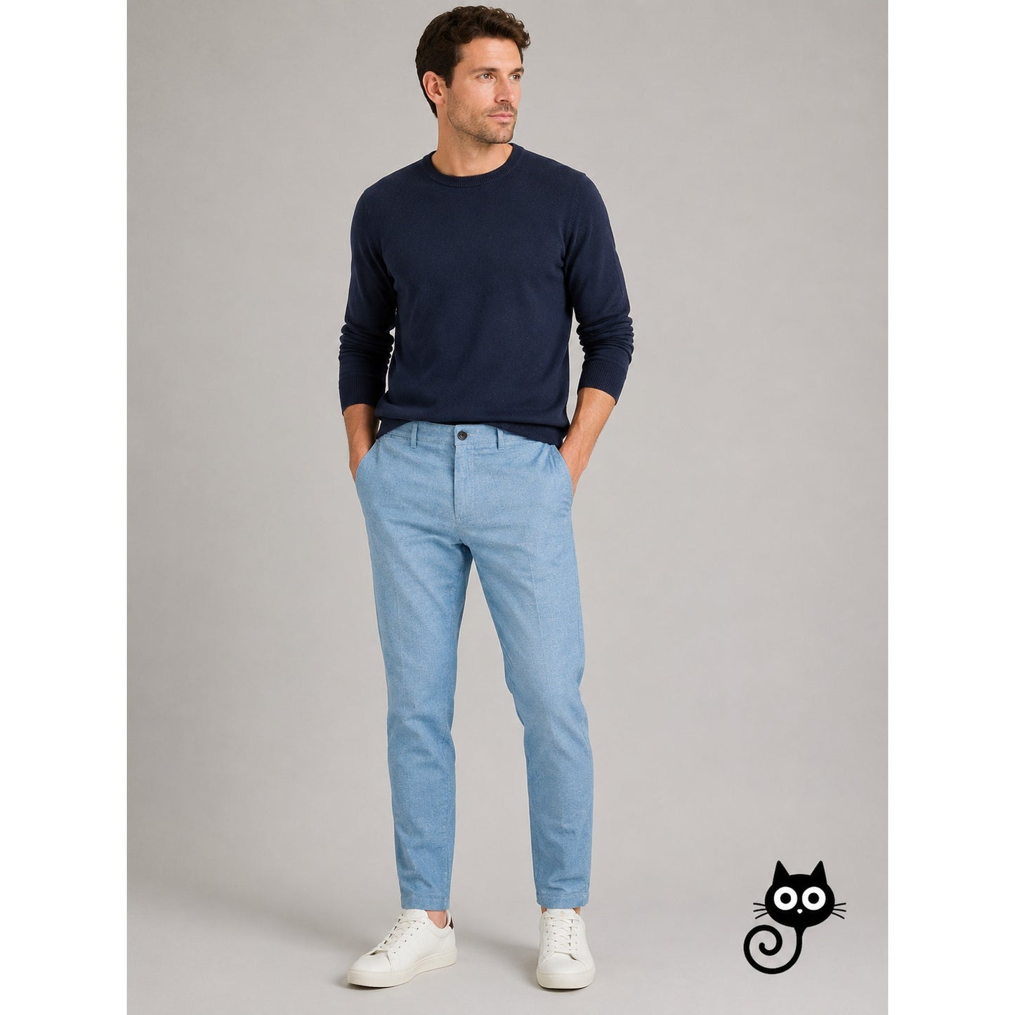 J. Crew Light Blue Chambray 484 Slim Stretch Trouser Pant 36 / 32