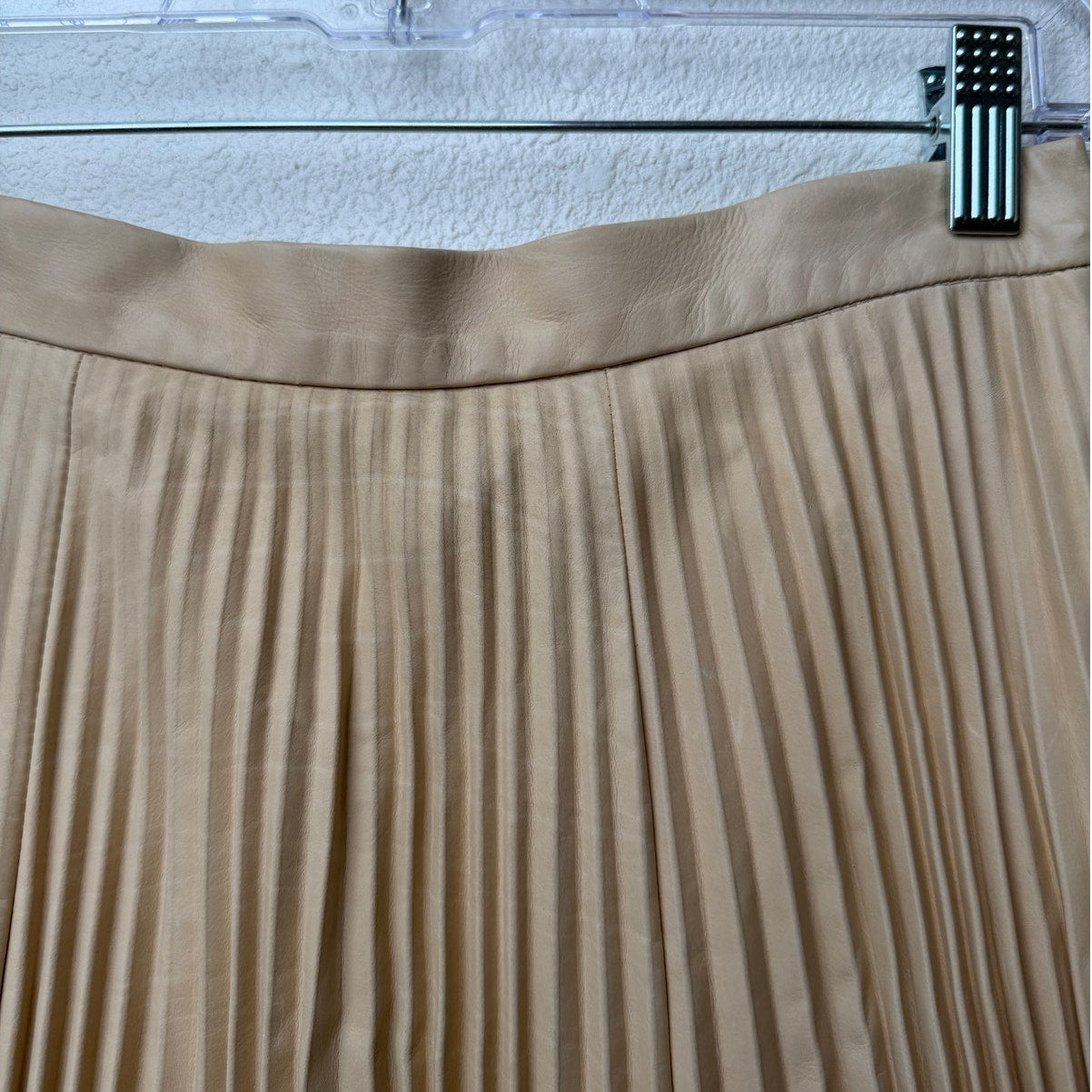 August Getty Atelier Accordion Pleat Leather Maxi Skirt Nude Women's US XS