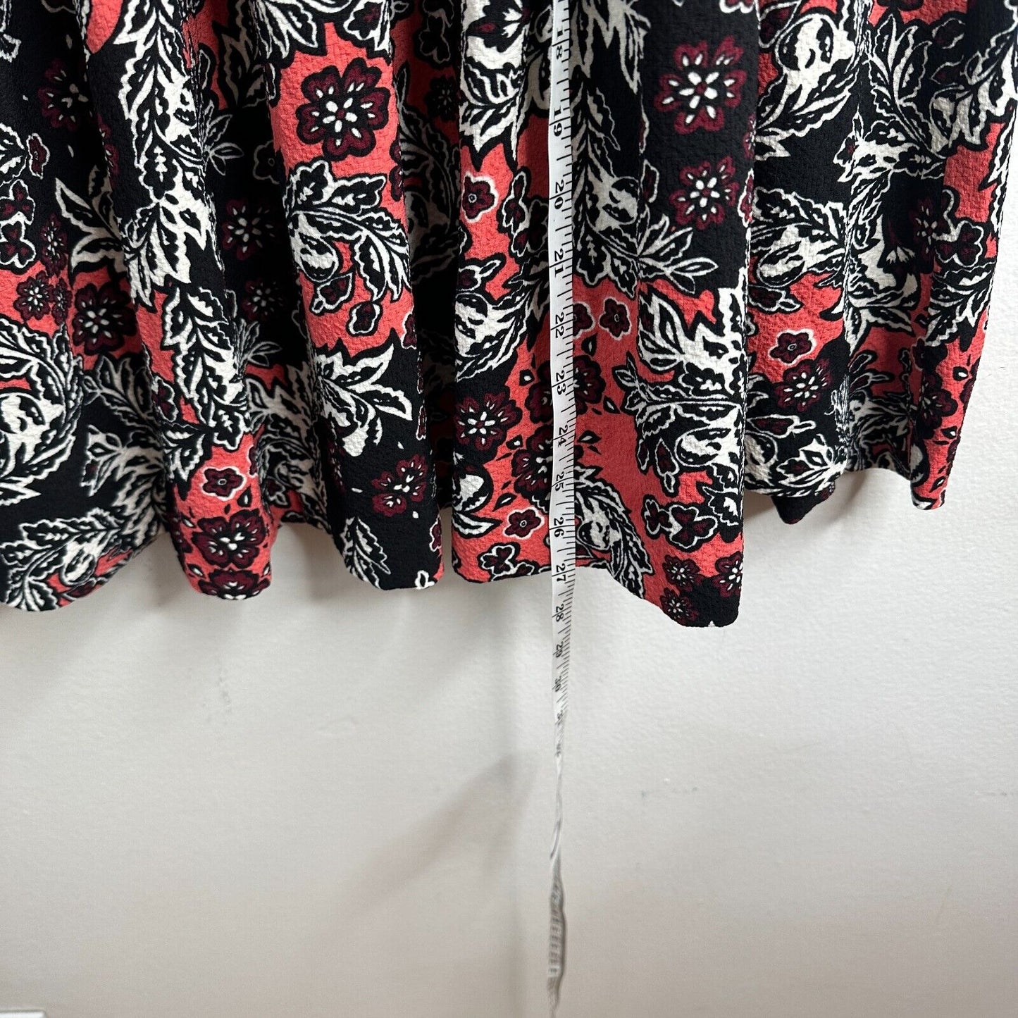 NWT H&M Flare Floral Print Peach Black & White Pleated Midi-Skirt Pockets 2