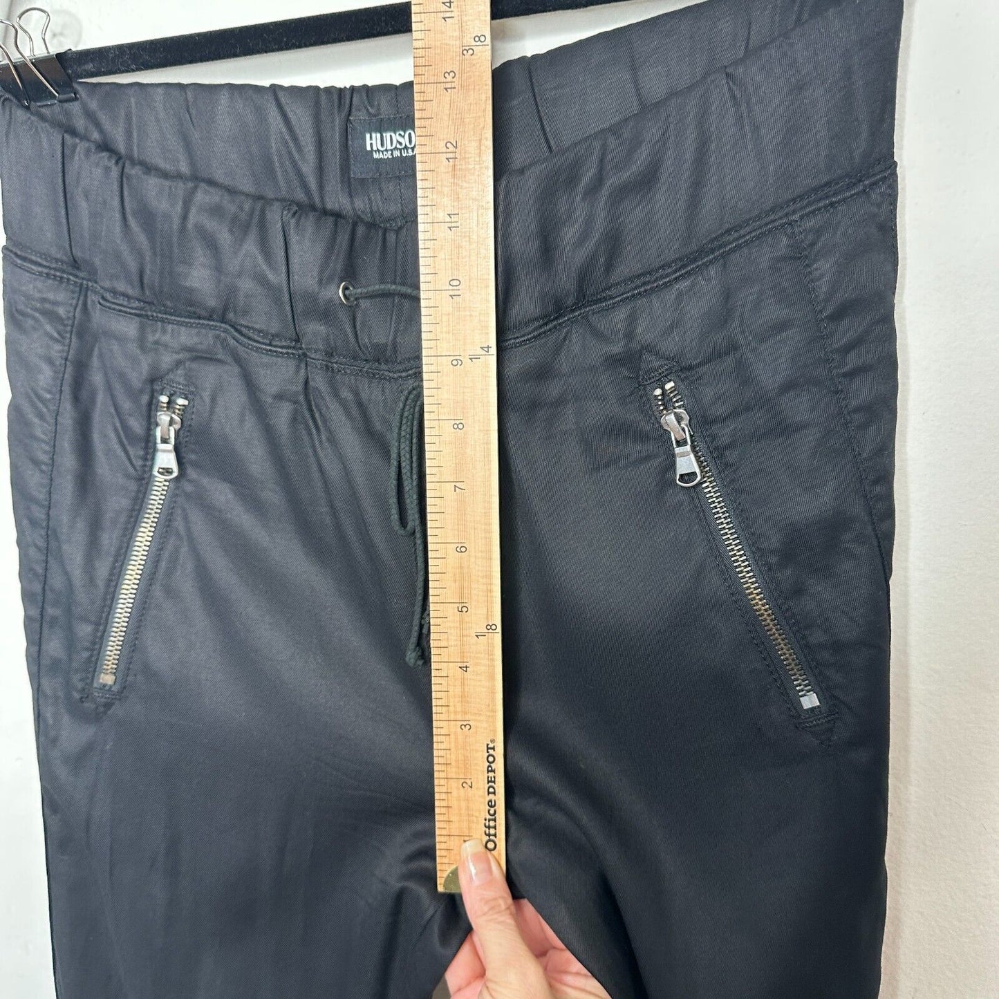 Revolve Hudson Katie Crop Black Sweatpant Jogger Zip Pocket Drawstring Pants 26