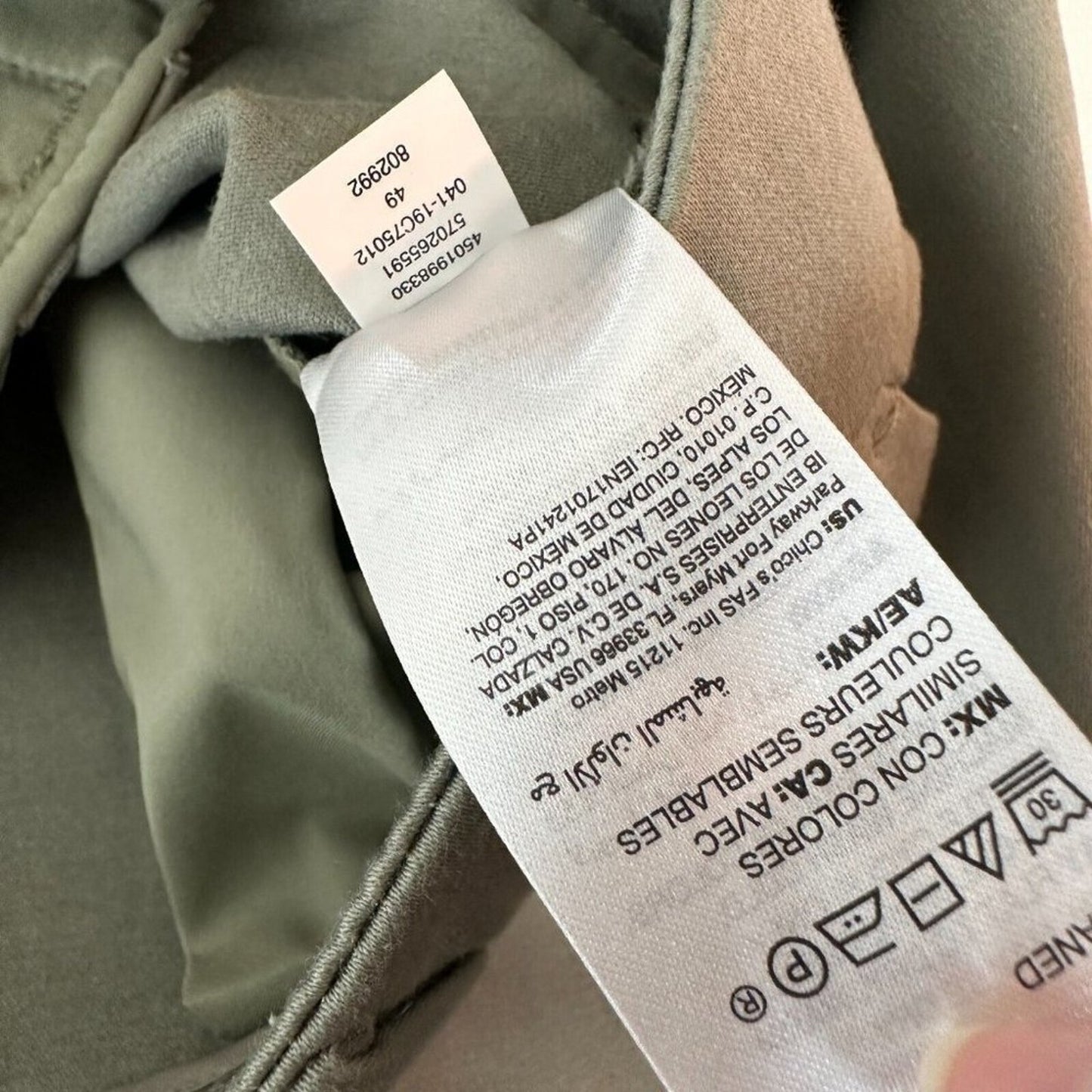 NWT Chico's Secret Stretch Straight Leg Cuffed Crop Pant Vetiver Olive Gray 10