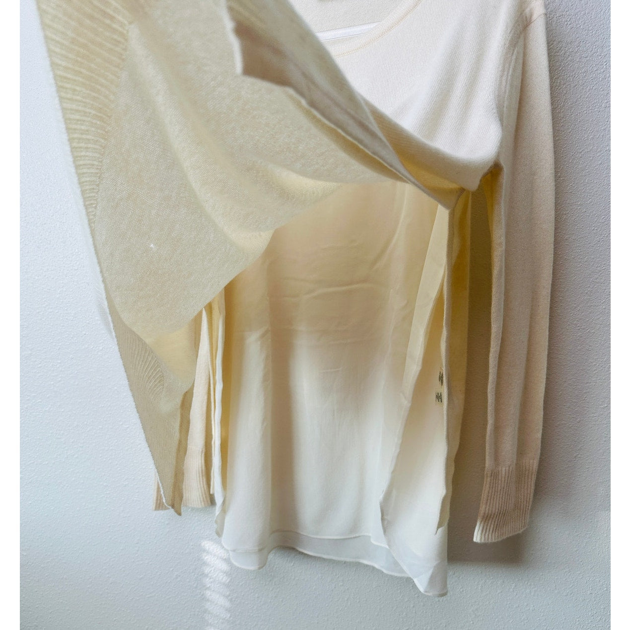 Magaschoni Sweater Cream Women US M 100% Cashmere Layered