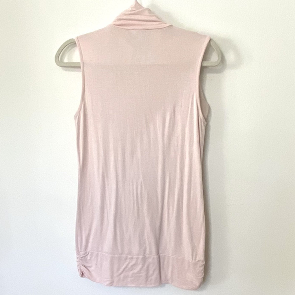 Kenar Blush Light Pink Sleeveless Victorian Ruffle Front Mock Neck Blouse Small