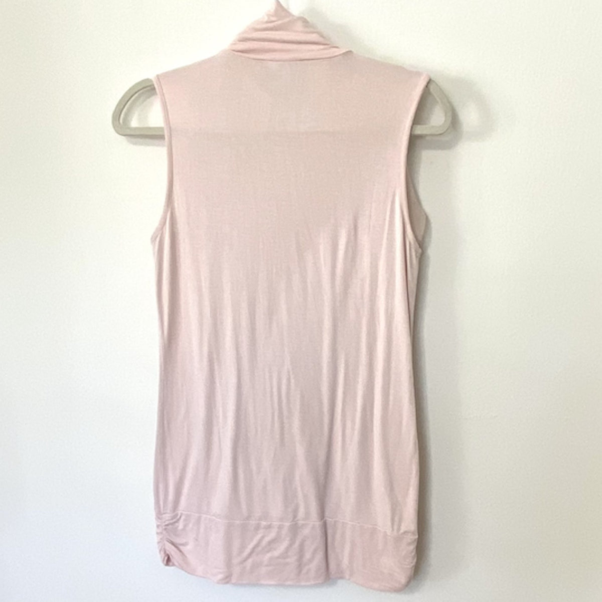 Kenar Blush Light Pink Sleeveless Victorian Ruffle Front Mock Neck Blouse Small