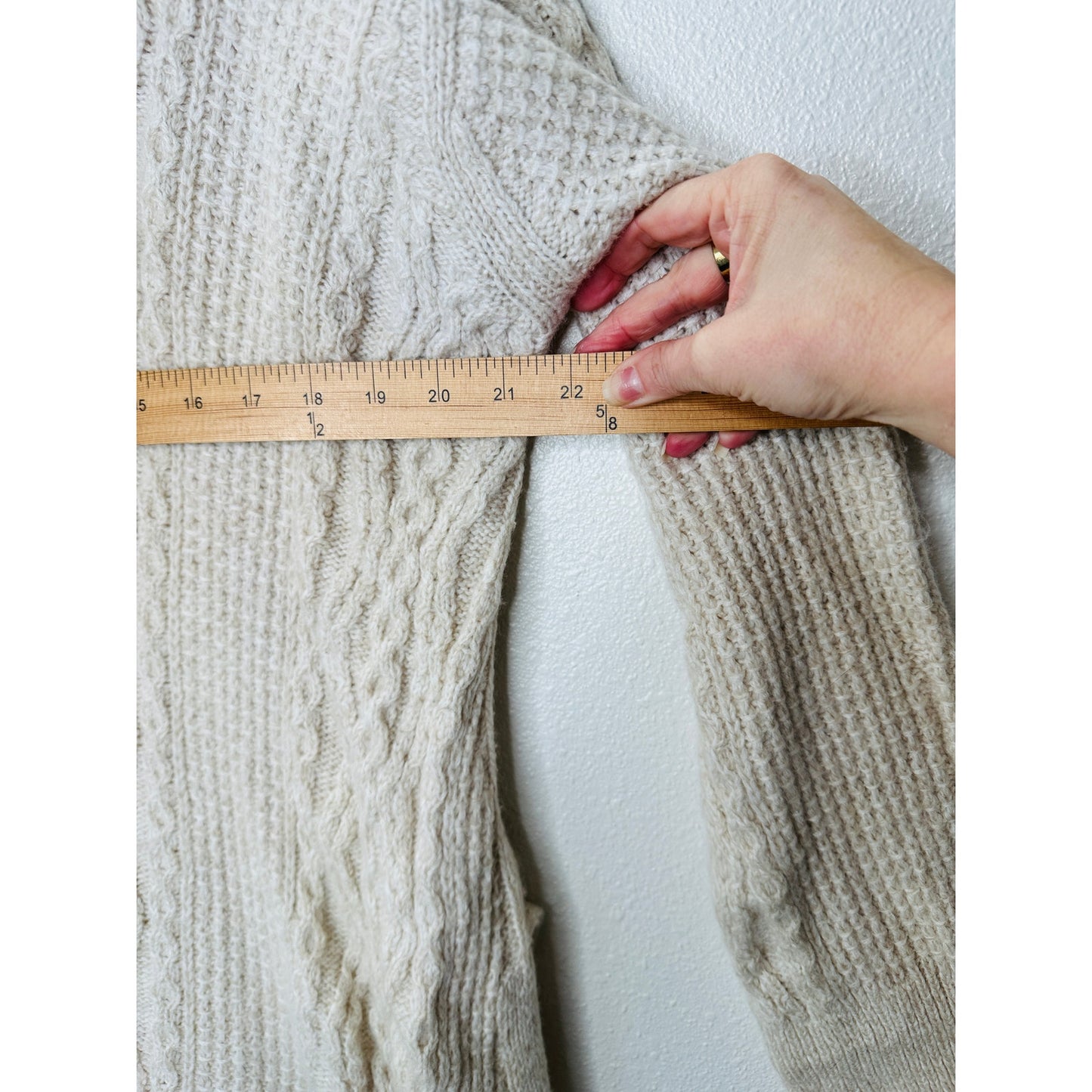 Vince Cream Chunky Knit Long Sleeve Mock Neck Sweater L