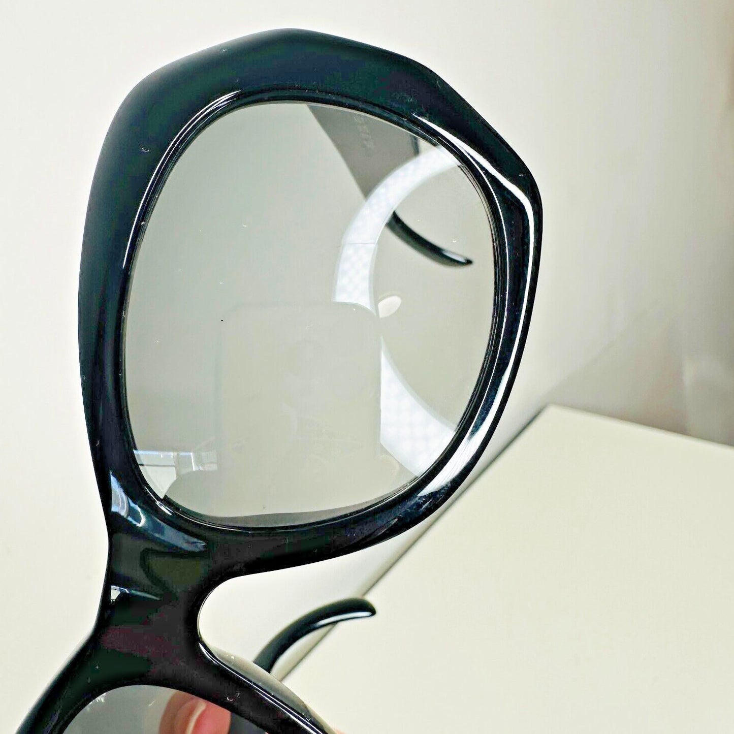 Vintage 80's Versace Black Modified Cat Eye Gray Lense Sunglasses MOD737COL852