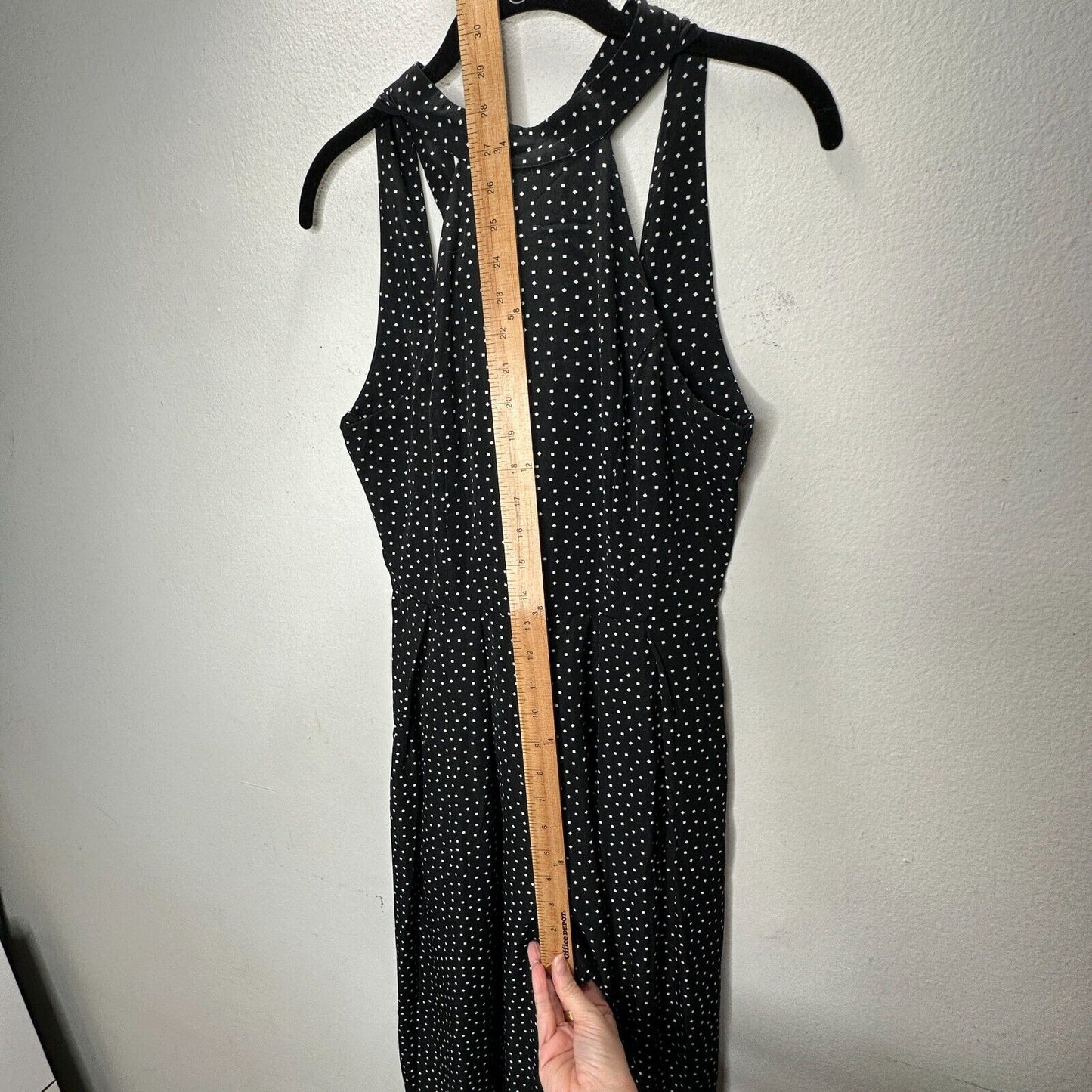 Audrey Halterneck Black White Polka Dot Open Tie Back Pleat Wide Leg Jumpsuit S