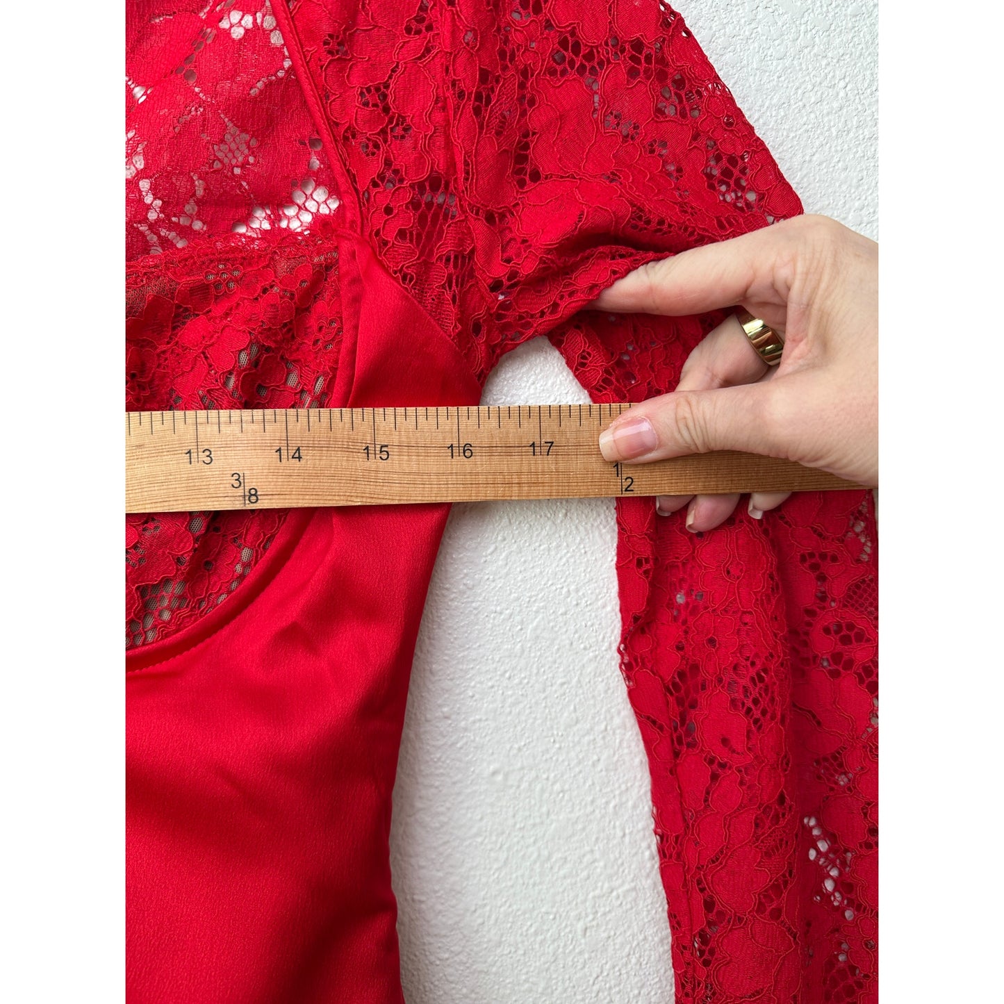 NWT House of CB Jennica Red Lace Sleeve Bustier Satin Mini Dress M