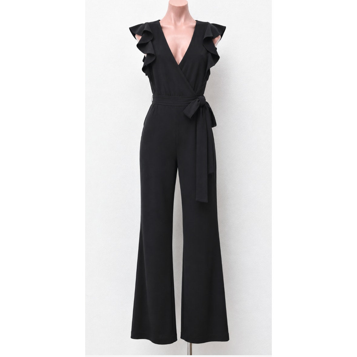 A.L.C. Wilder Black Wrap Flare Jumpsuit Womens 0