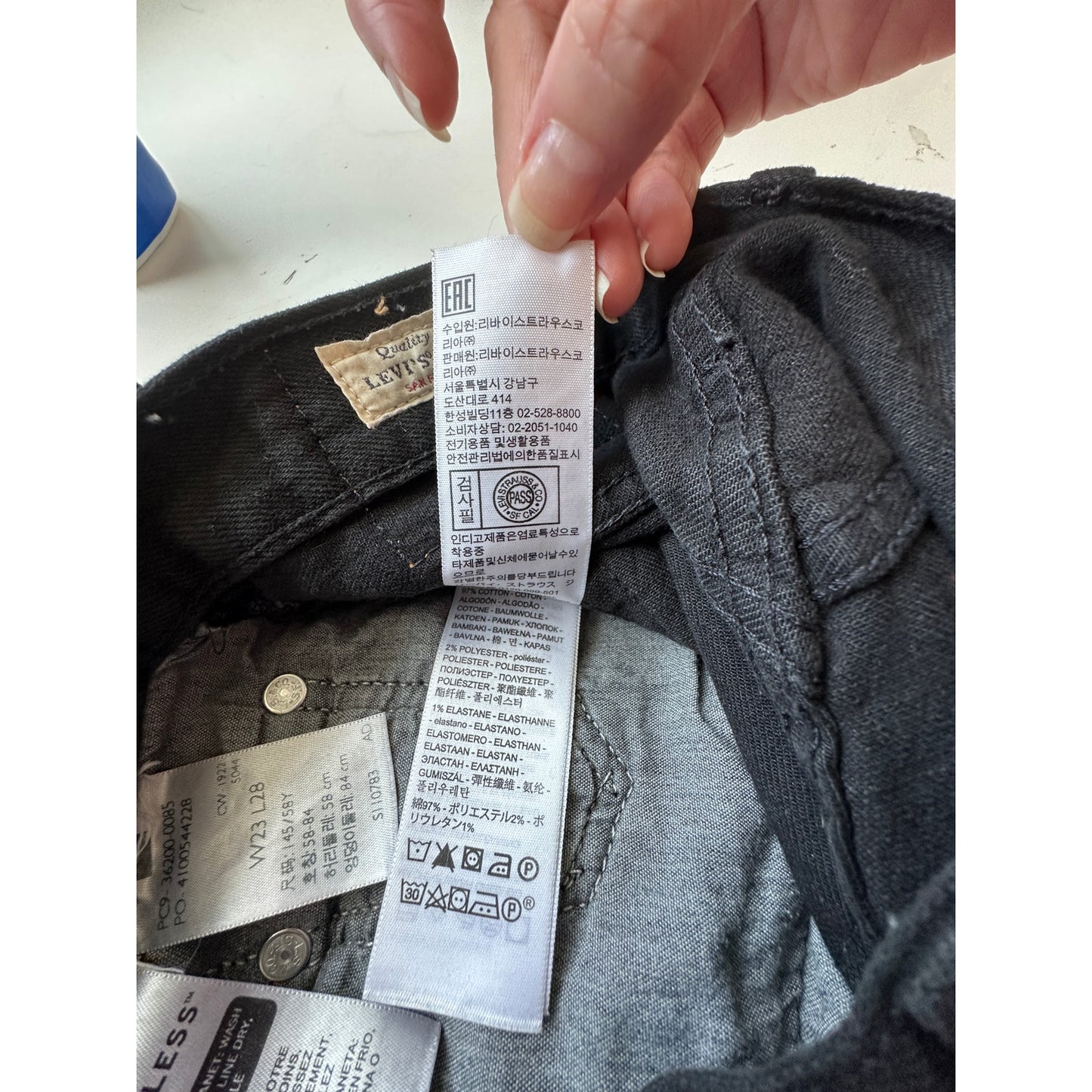 Levis 501 Original Fit Black Button Fly Straight Leg Jeans 23 x 28