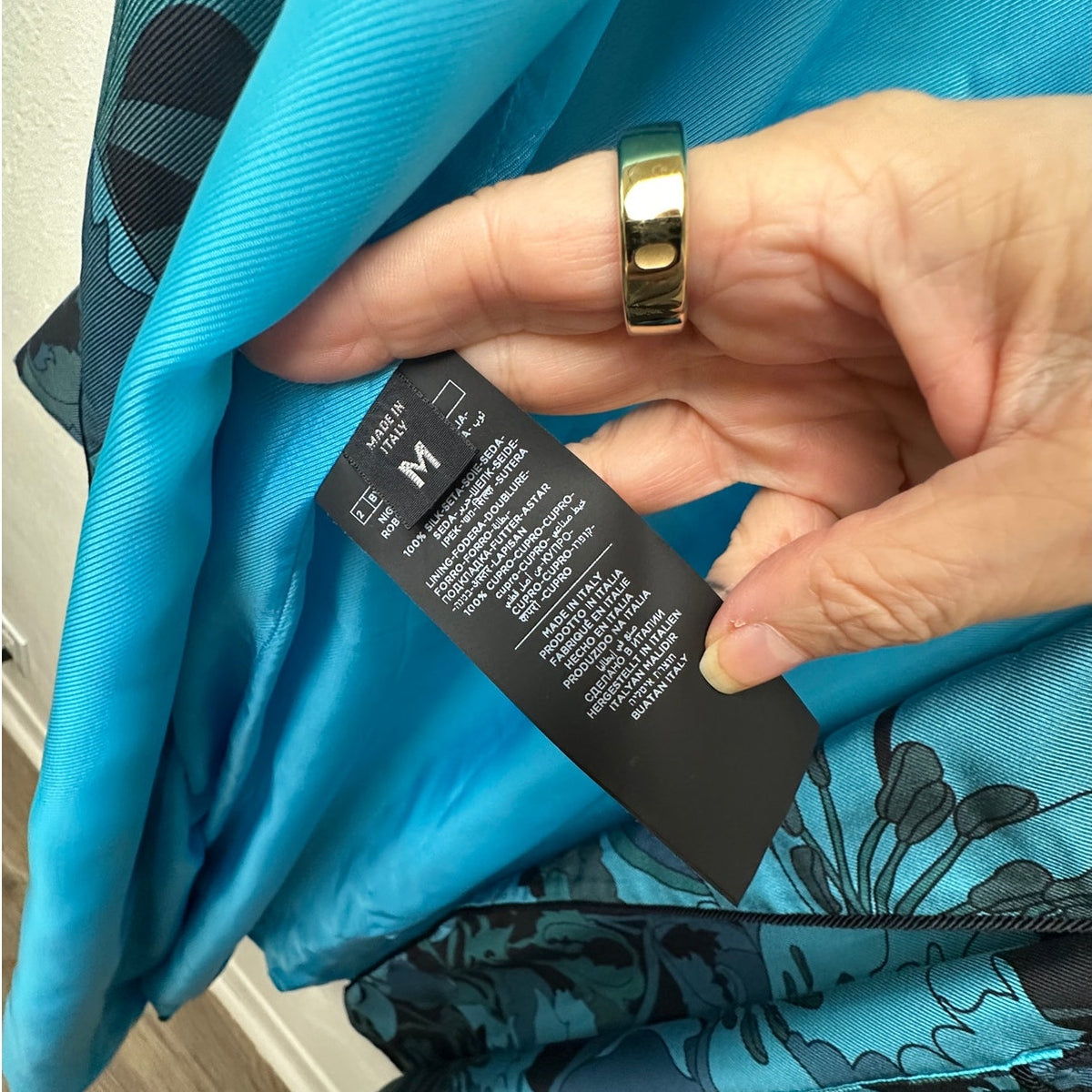 Tom Ford Floral Silk Twill Robe Blue/Teal Men’s M Tassel Belt