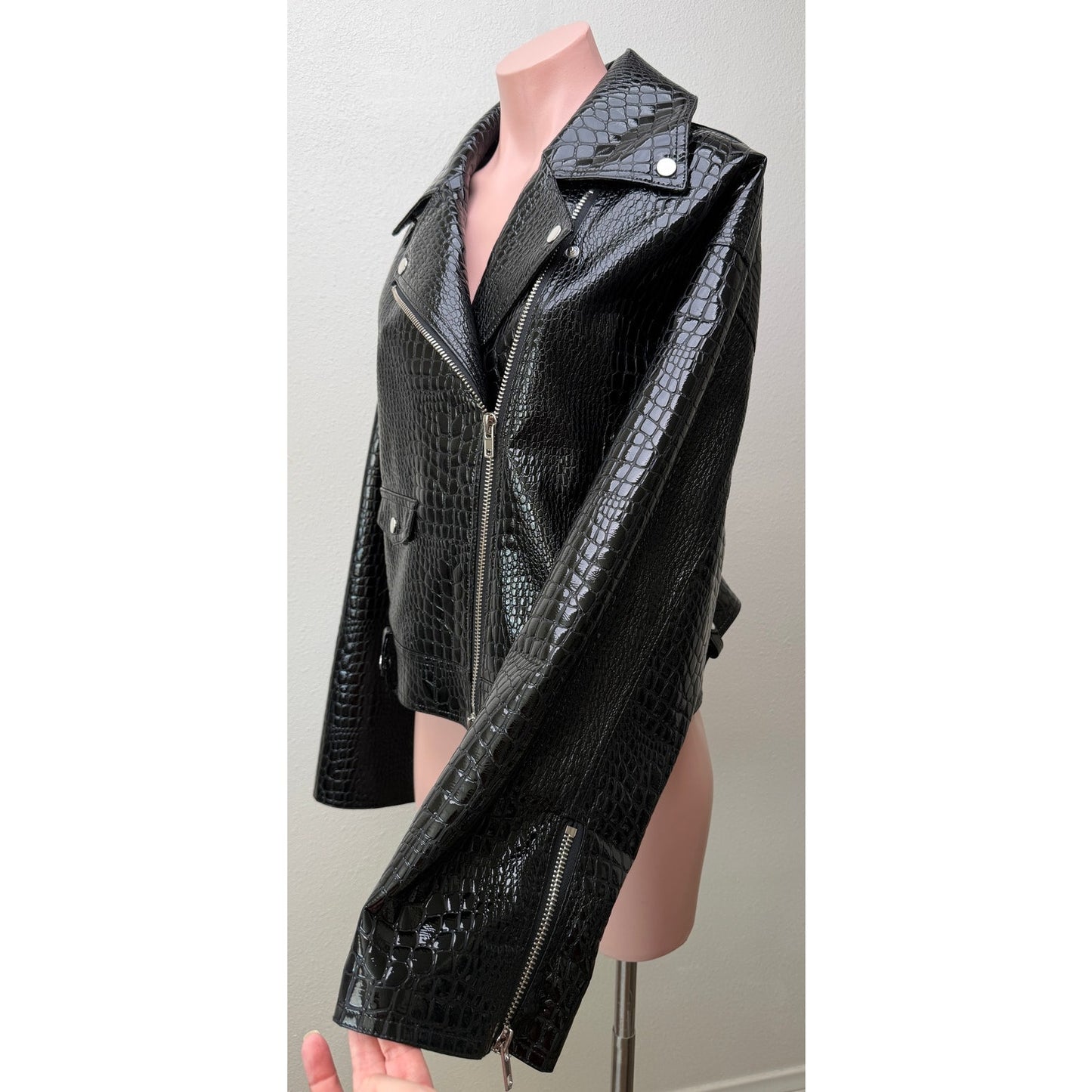 Stand Studio Imani Womens US 8 Black Croc Moto Jacket