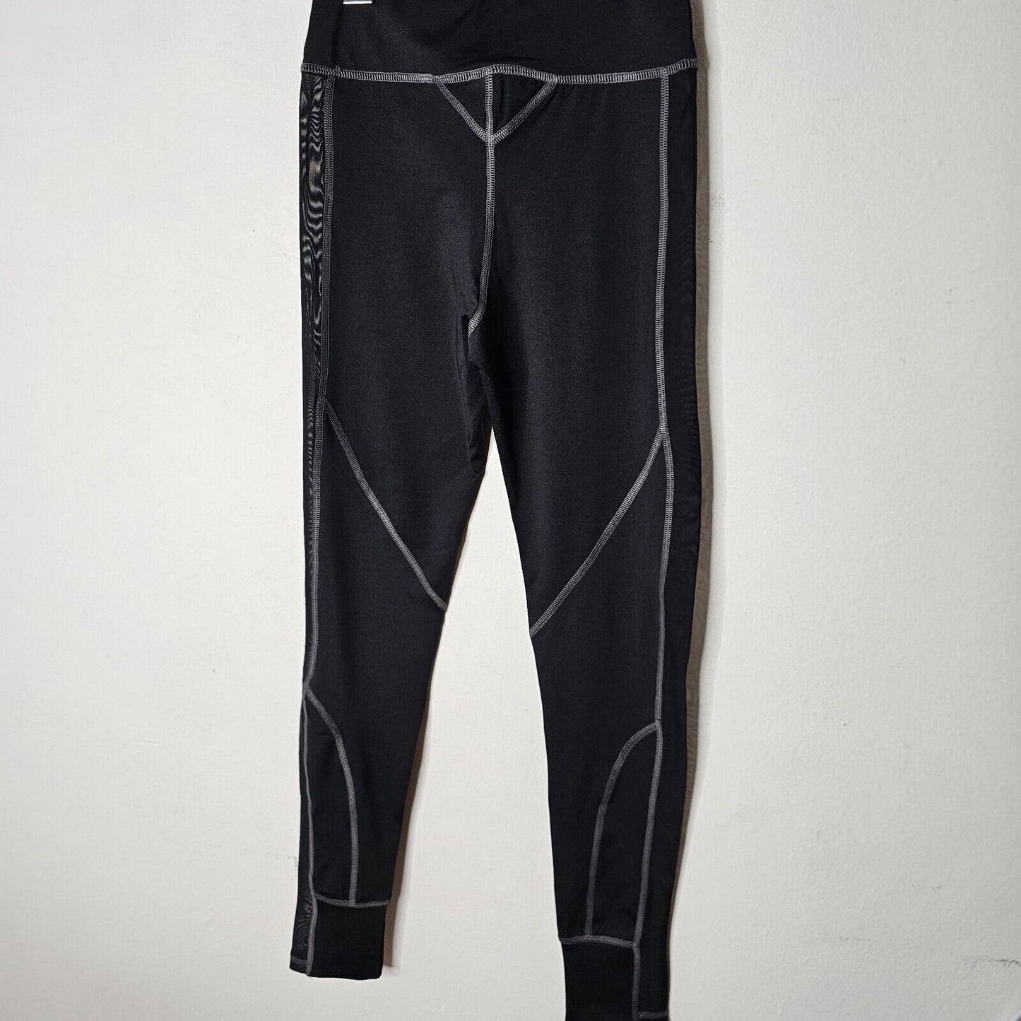 NWT OW Intimates Black with Gray Top Stitching Leggings Side Mesh Insert S