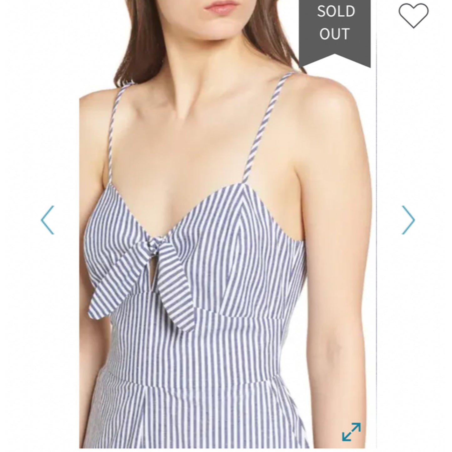 WAYF Massa Front Tie-Knot Pockets Blue White Pin Striped Jumpsuit Romper XS