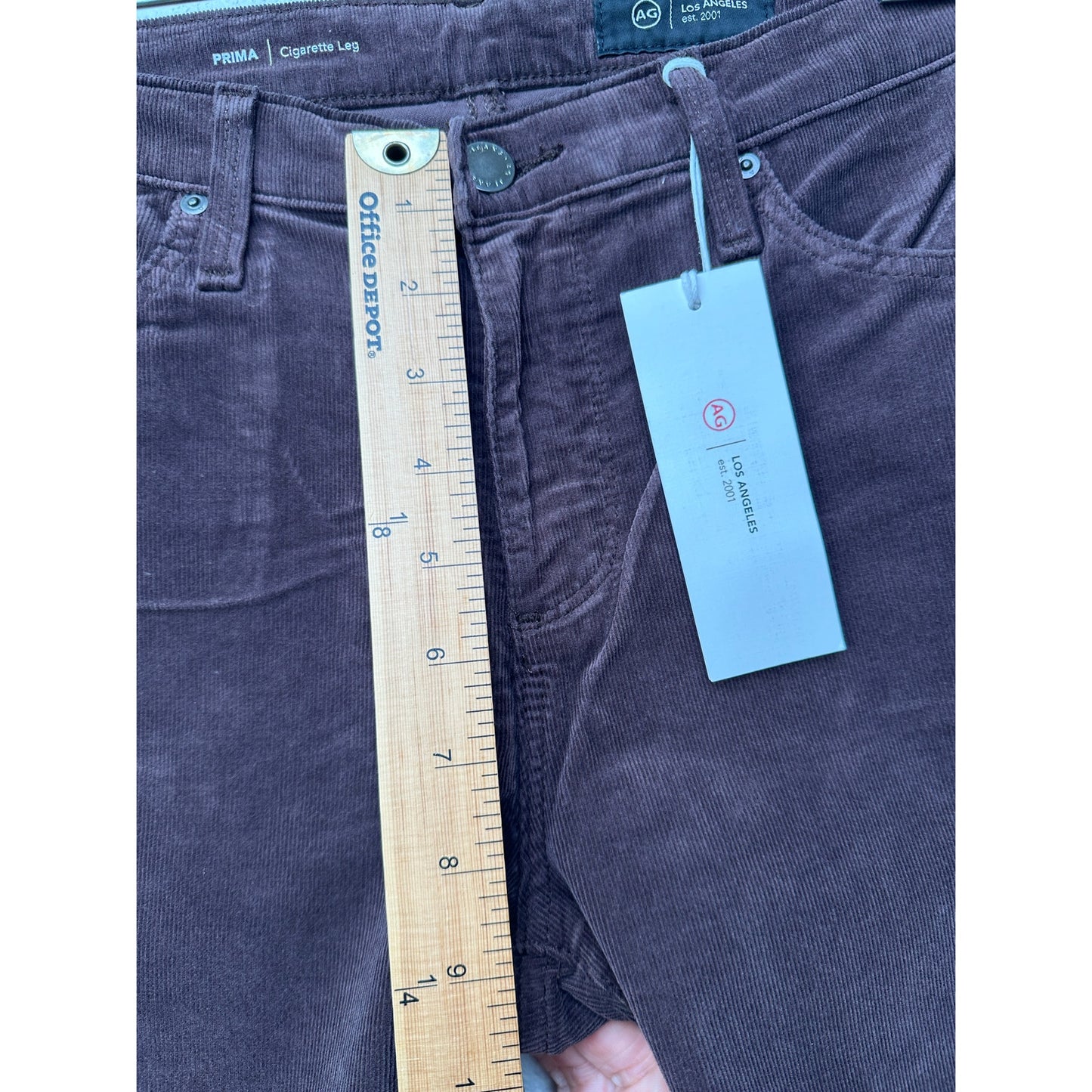 NWT Adriano Goldschmied Prima Corduroy Cigarette Pants Brown 27