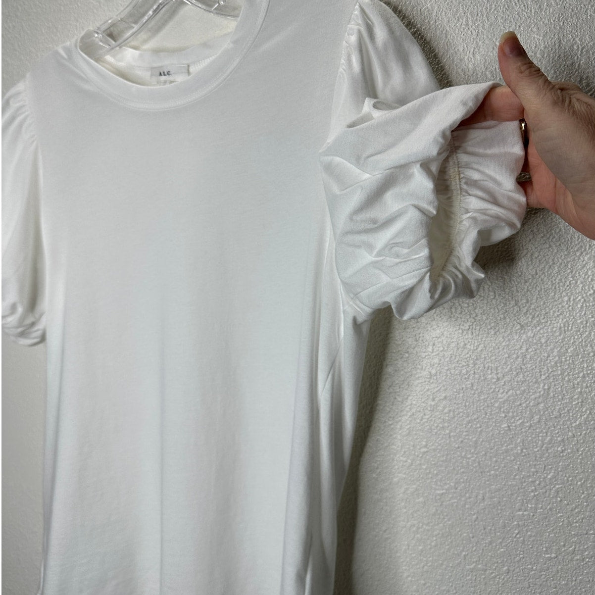 A.L.C. White Poole Puffy Short Sleeve Round Neck T-Shirt S