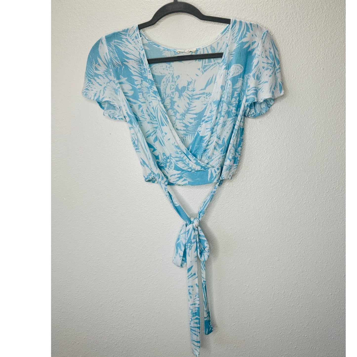 Sugarcloth SET Ivory Blue Floral Crop Top & Faux Wrap Skirt S