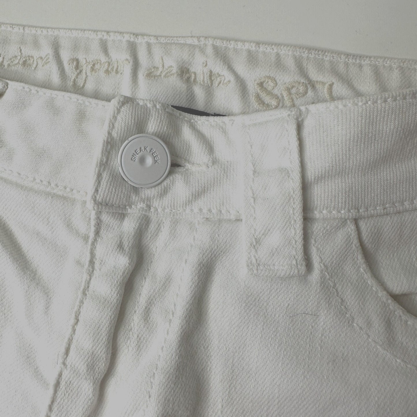 Adore Your Denim SPJ White Distress Denim Jean Shorts Raw Edge