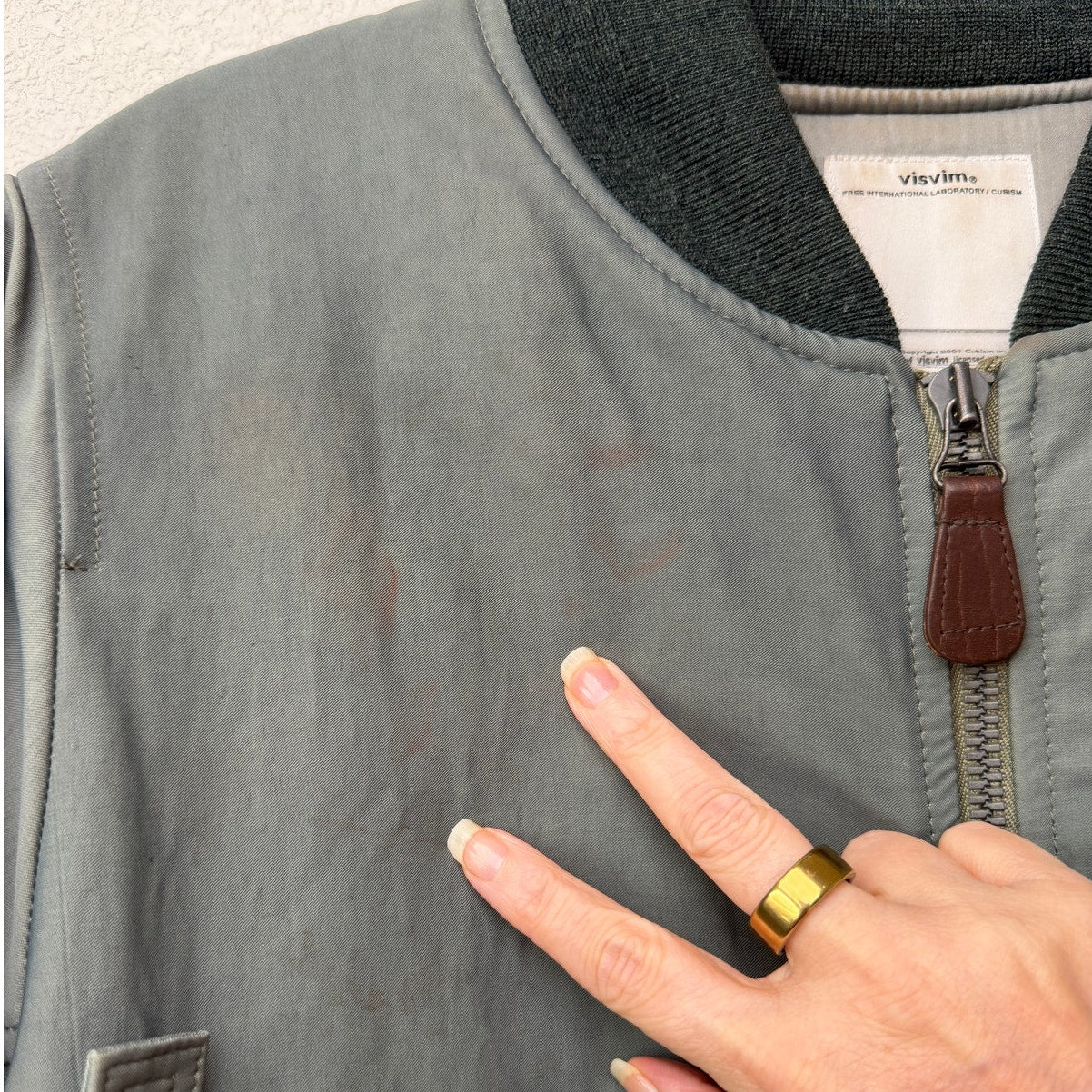 RARE Visvim Thorson Flag Panel MA-1 Bomber Jacket Size 3 Gray Japan