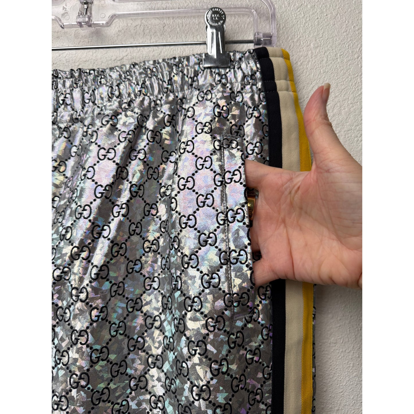 Gucci Silver GG Crystal Jogger Pants Men's M