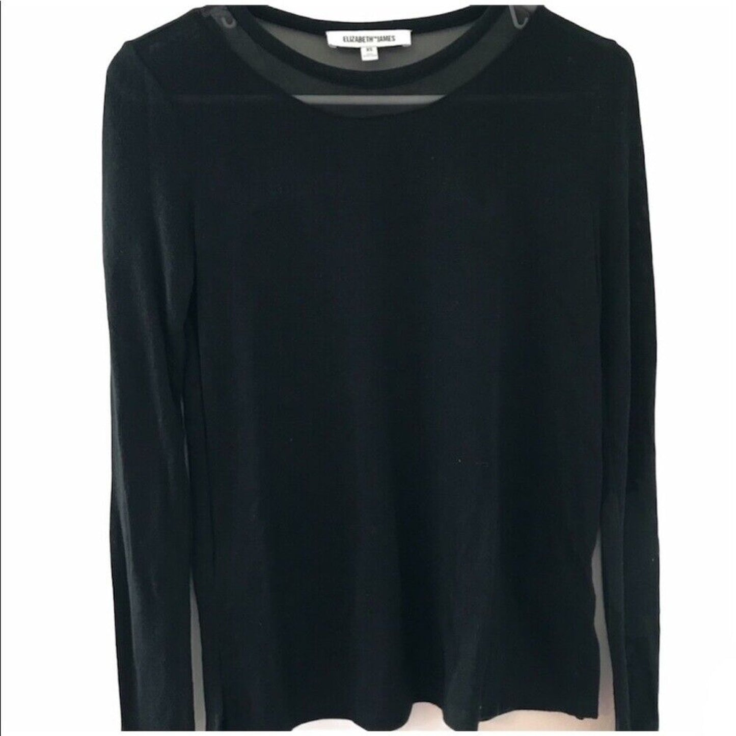 Elizabeth & James Silk Black Sheer Mesh Back Long Sleeves Blouse Sweater XS