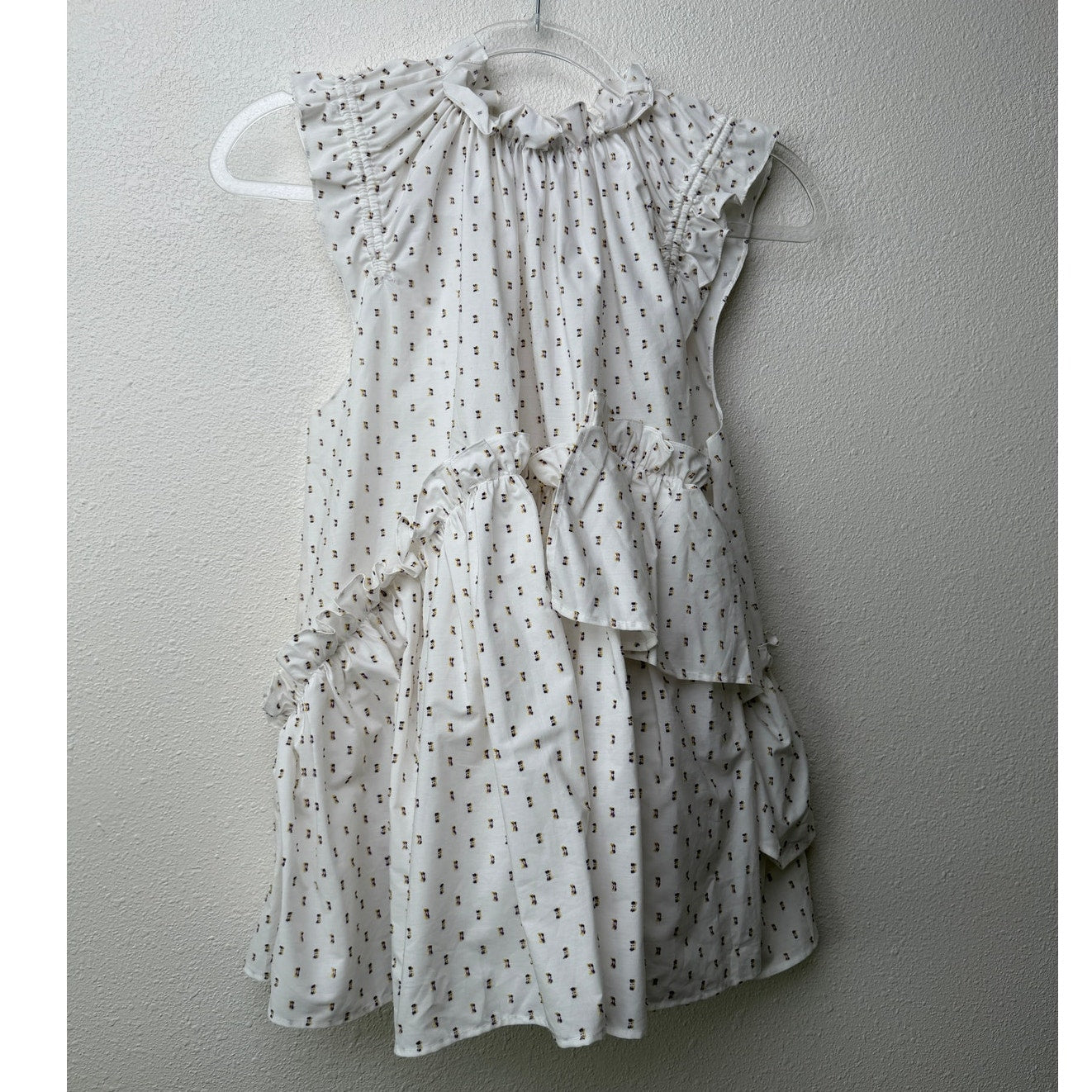 Brøgger Blouse White Ruffle Dobby Sleeveless Women US XS