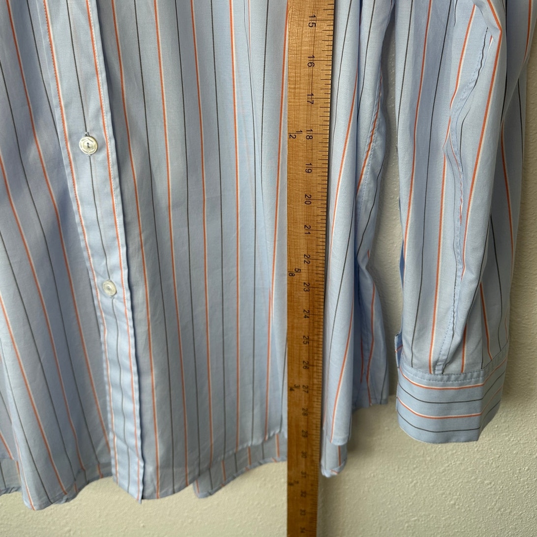NWT Marni Camicia Organic Striped Cotton Poplin Iris Blue Collared Shirt 42 / 10