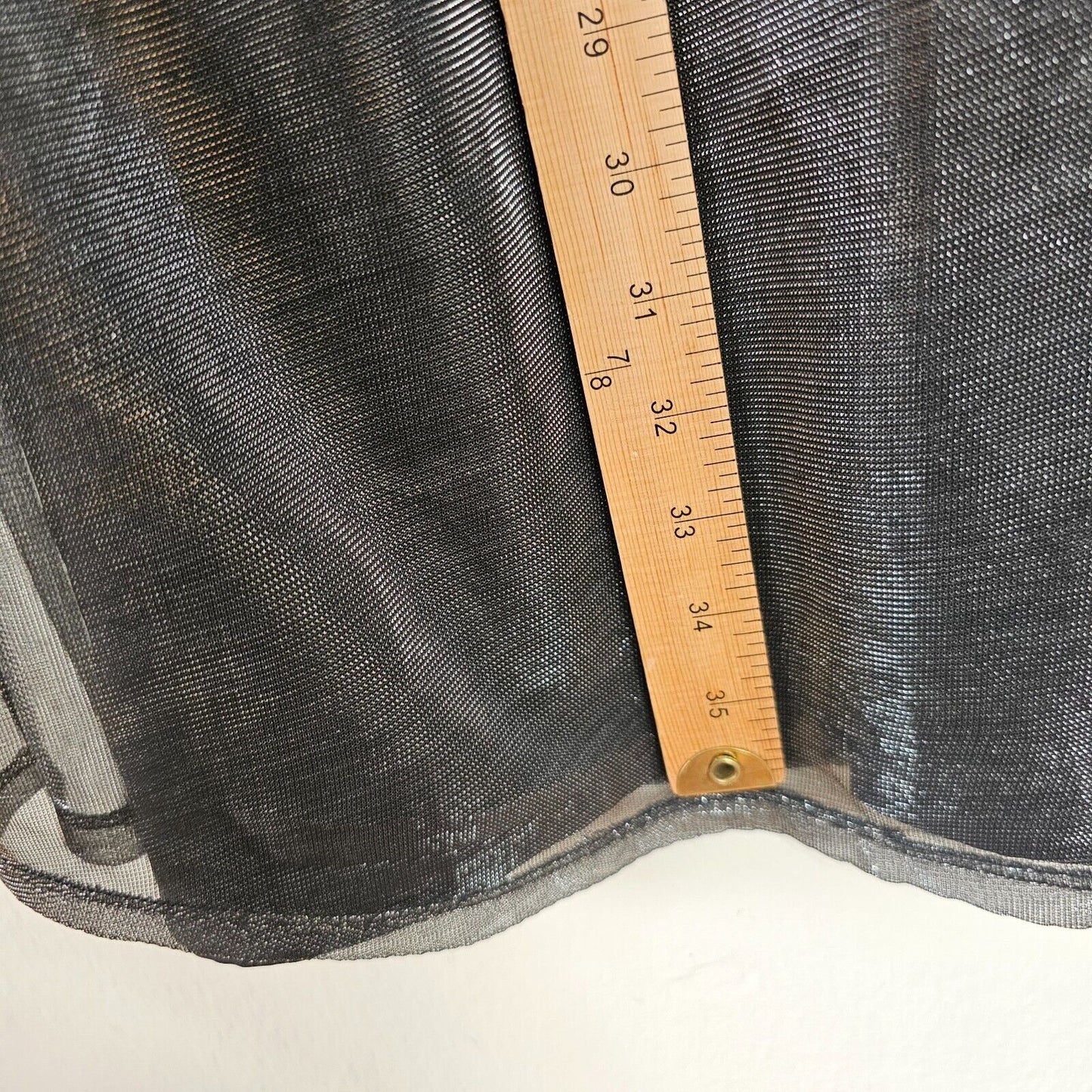 The Kooples Smokey Silver Metallic Sheer Round Neck Over Dress Black Slip Large
