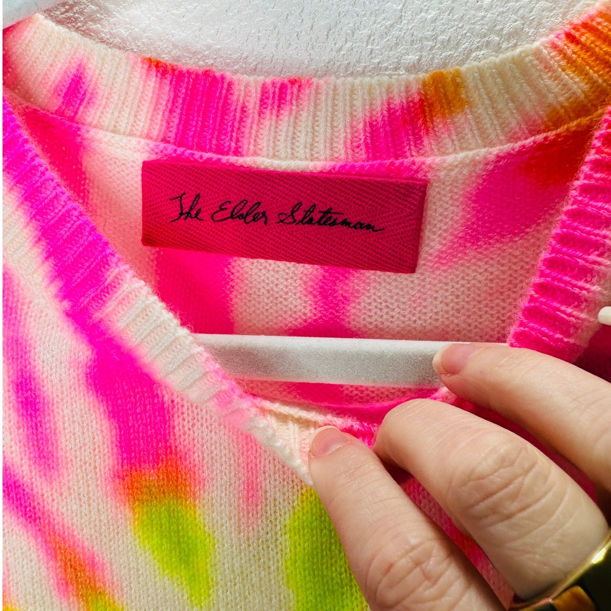 NWT The Elder Statesman Cashmere Spiral Tranquility Crew Sweater  L