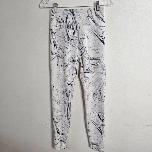Balance Collection White Blue Marble Tie Dye High Rise Yoga Pant Leggings Small