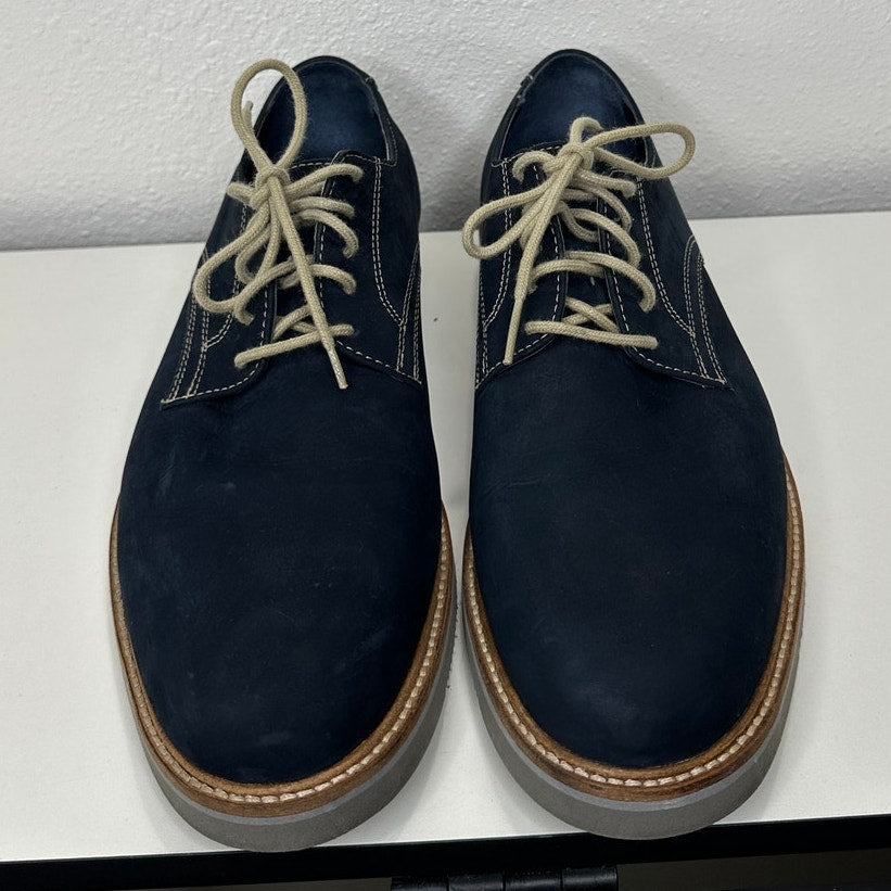 14th & Union Marine Blue Nubuck & Gray Tie Oxford Shoes 9.5
