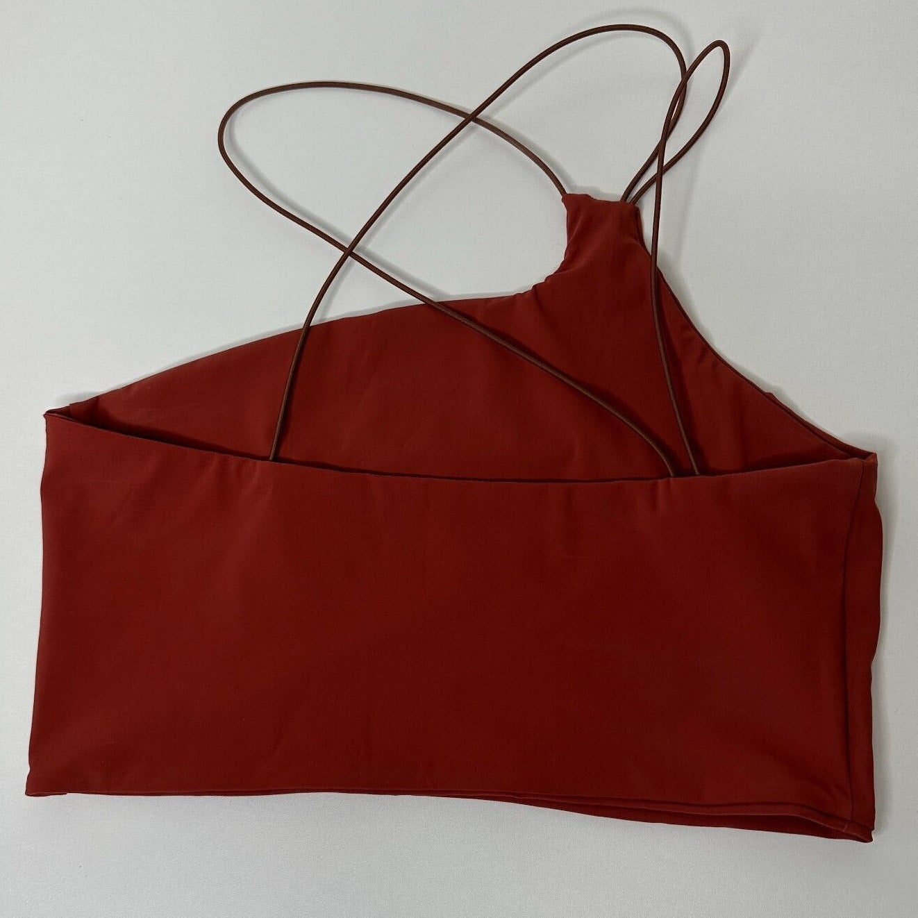 Alix NYC Rust Avon Asymmetrical Neckline One-Shoulder Spaghetti Strap Crop S