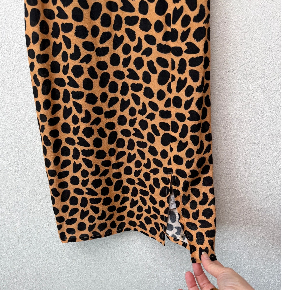 Blue Life Cheetah Print Mini Dress XS Tan Black Front Slit Revolve