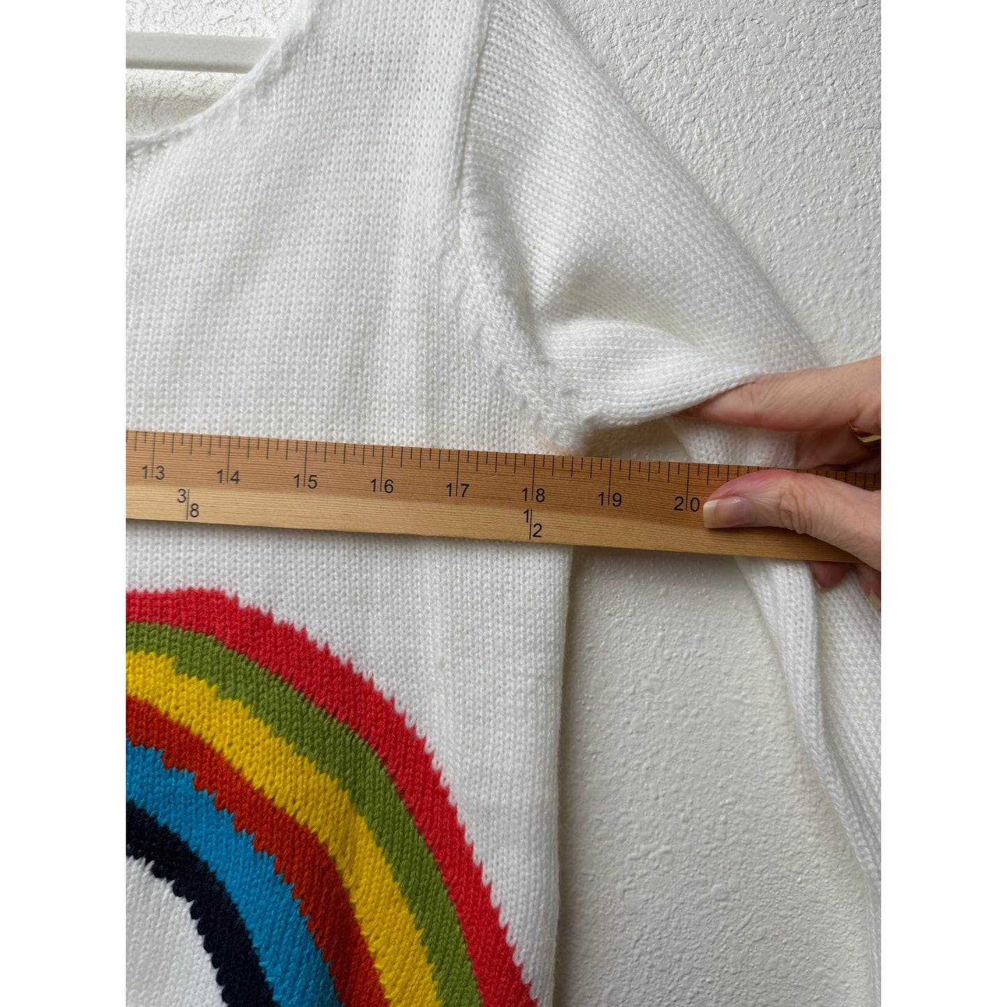 White Rainbow Cropped Sweater Women's M