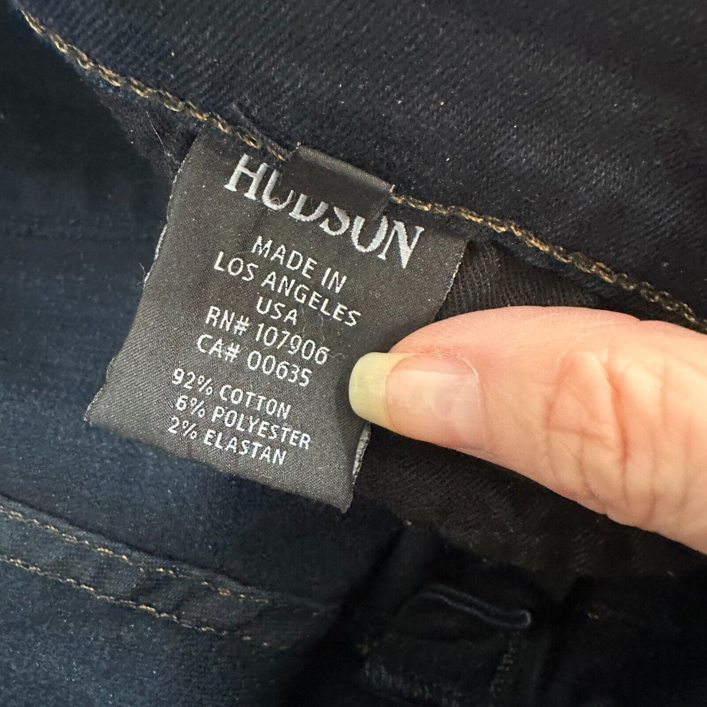 Hudson Dark Wash Angel Flare Low-Rise Slight Whiskering 5 Pocket Denim Jean 26