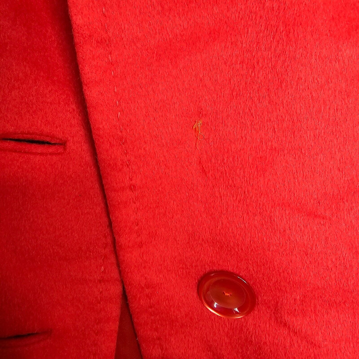 Red Oversized Felt Long Sleeve Single Button Heavy Long Line Jacket Large